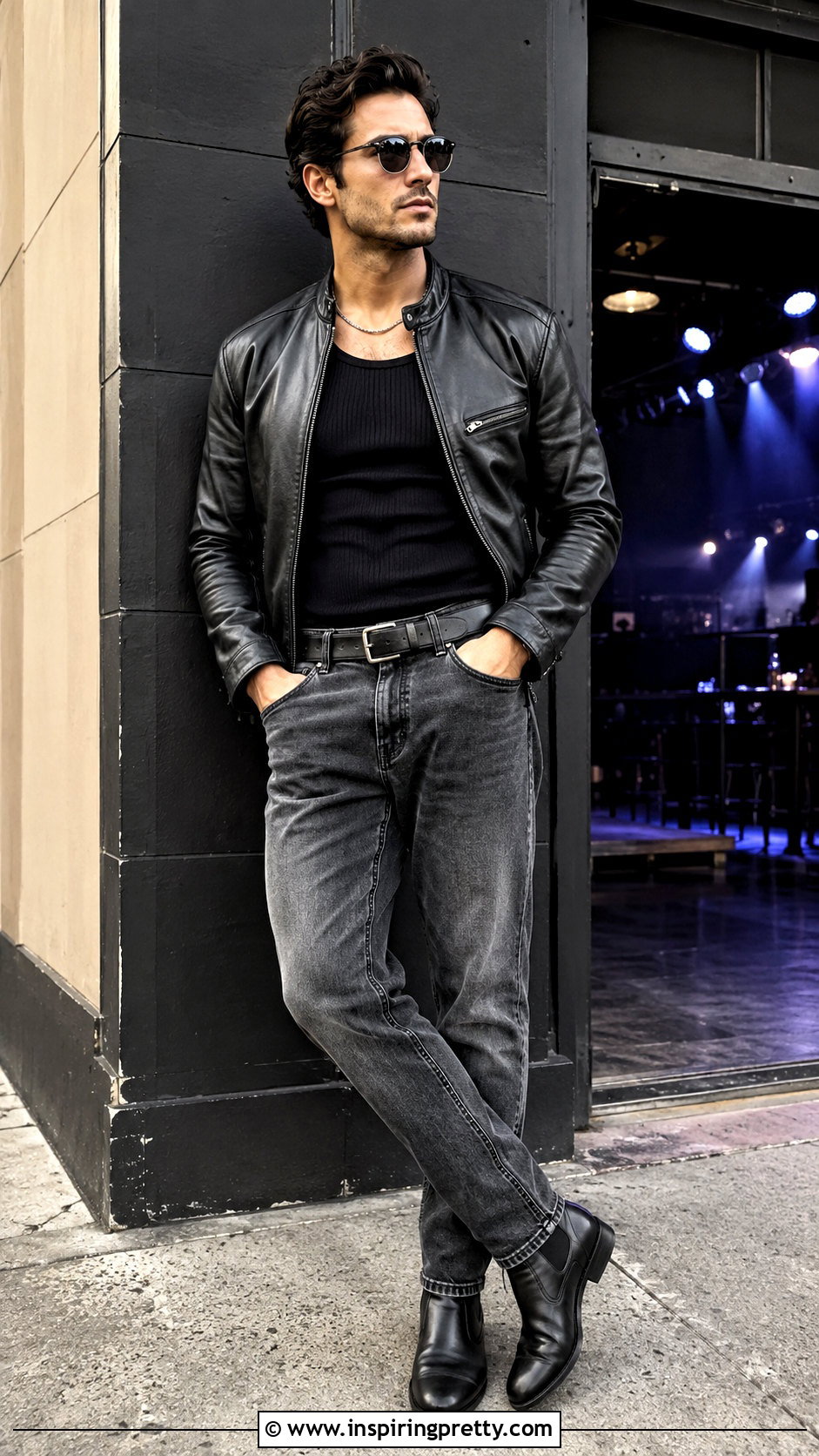 Black Tank Top With Leather Jacket - 20 men’s black tank tops
