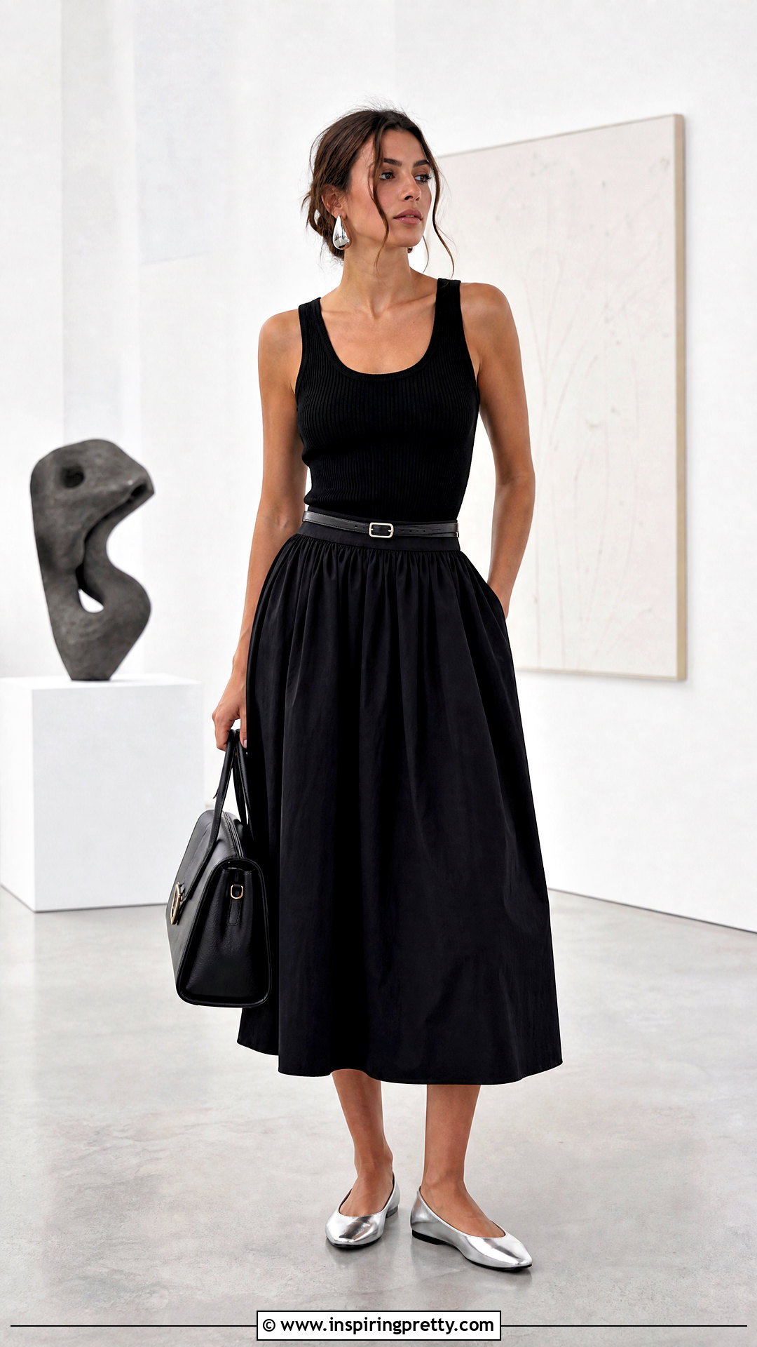 Black Tank Top With Matching Black Skirt - 50 black tank top outfit aesthetics
