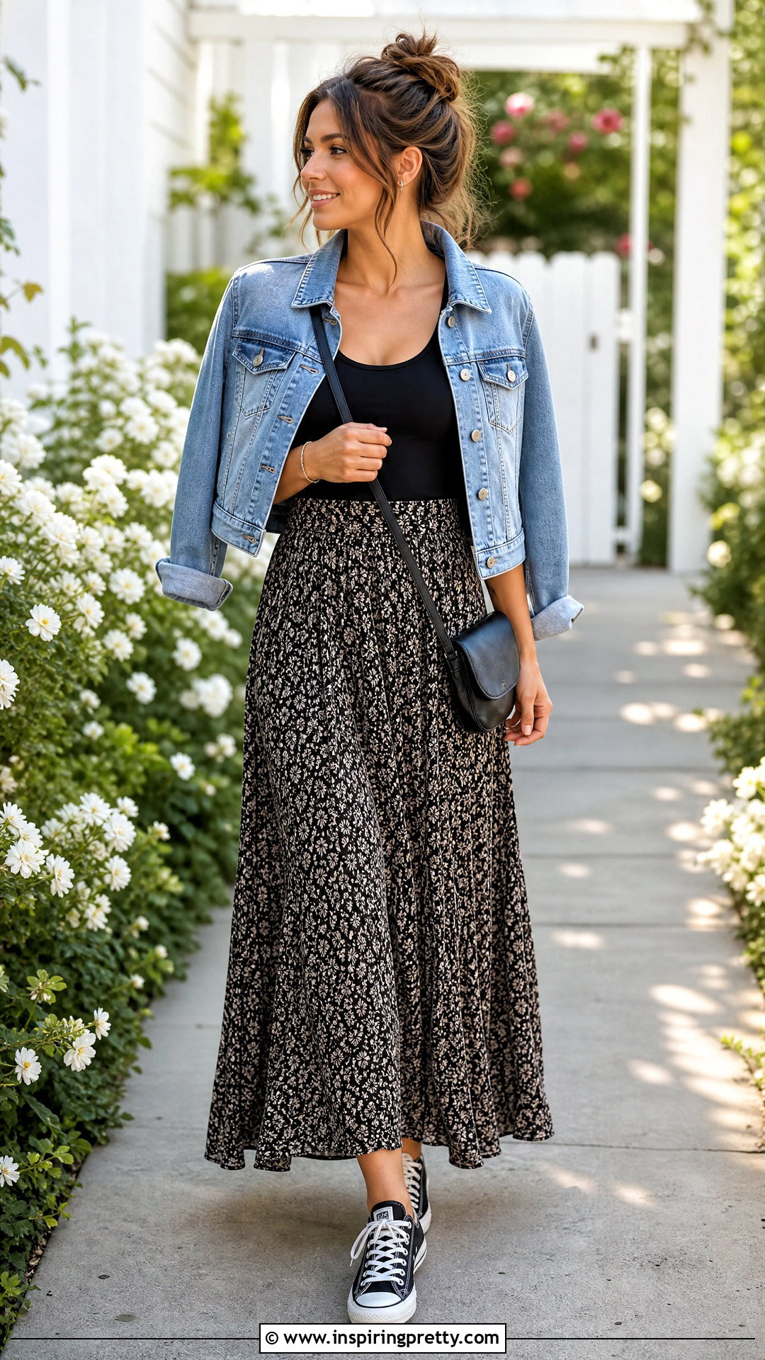 Black Tank Top With Maxi Skirt And Converse - 25 converse tank top outfit ideas