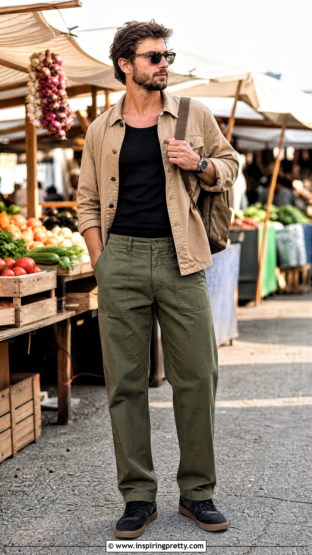 Black Tank Top With Overshirt And Utility Pants - 50 black tank top outfit men