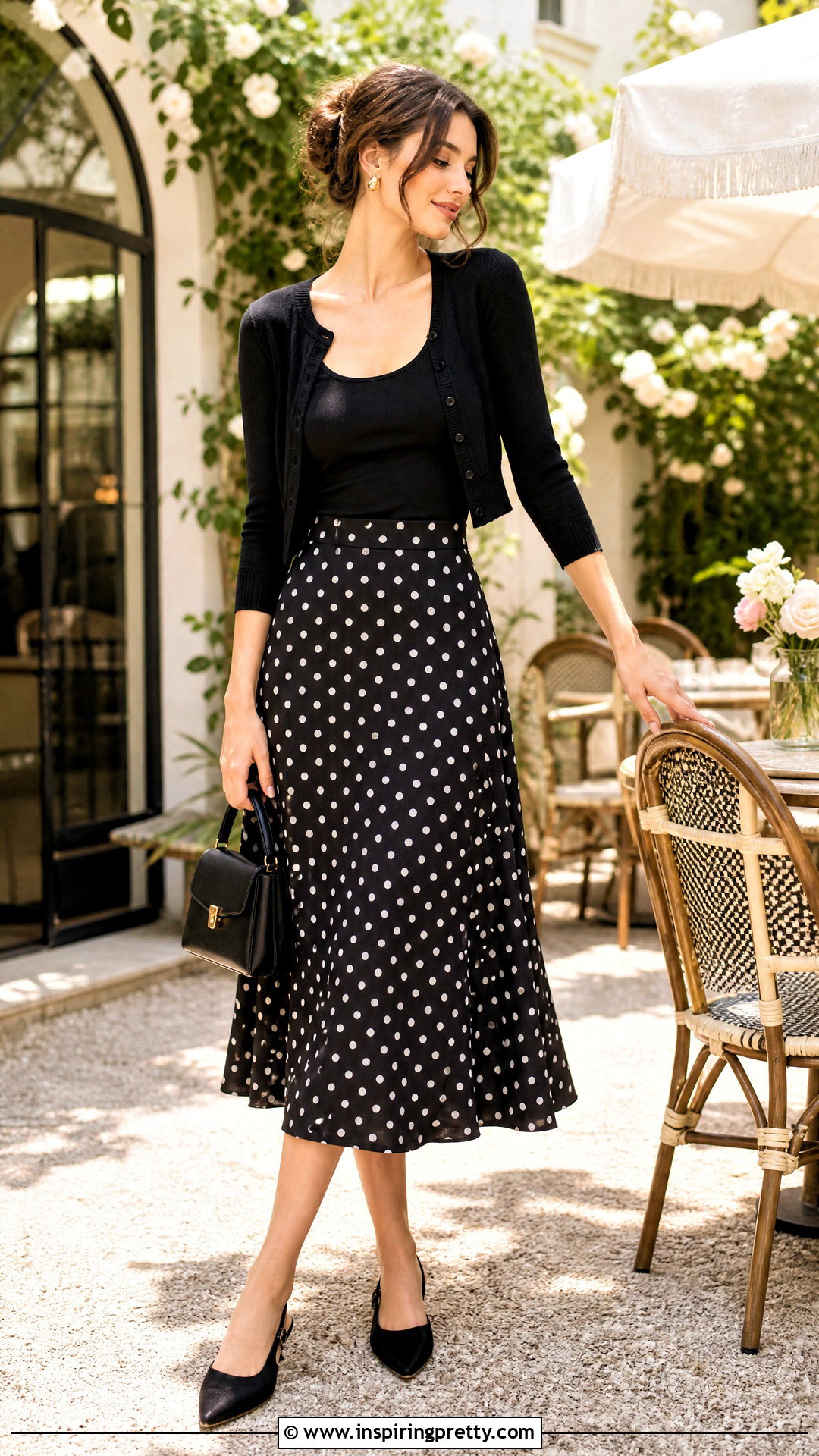 Black Tank Top With Polka Dot Skirt - 50 black tank top outfit aesthetics