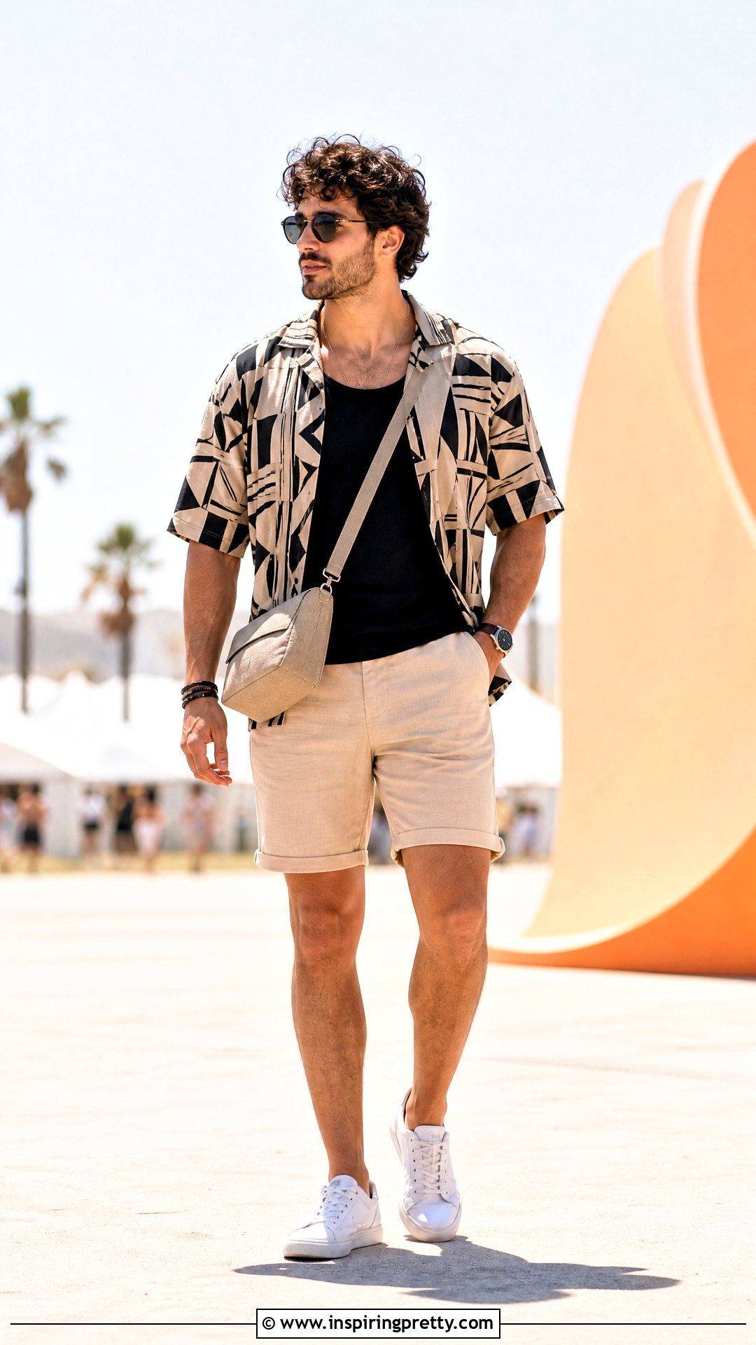 Black Tank Top With Printed Shirt And Shorts - 50 black tank top outfit men