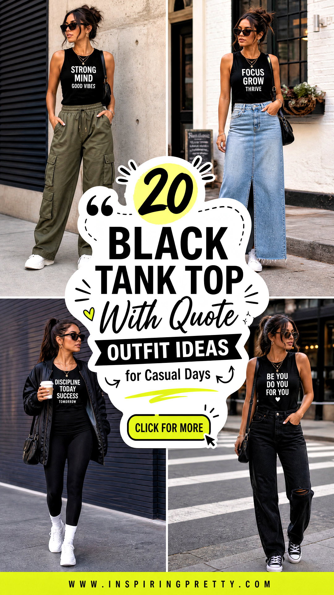 20 Black Tank Top With Quote Outfit Ideas for Casual Days - 20 Black Tank Top With Quote Outfit Ideas for Casual Days