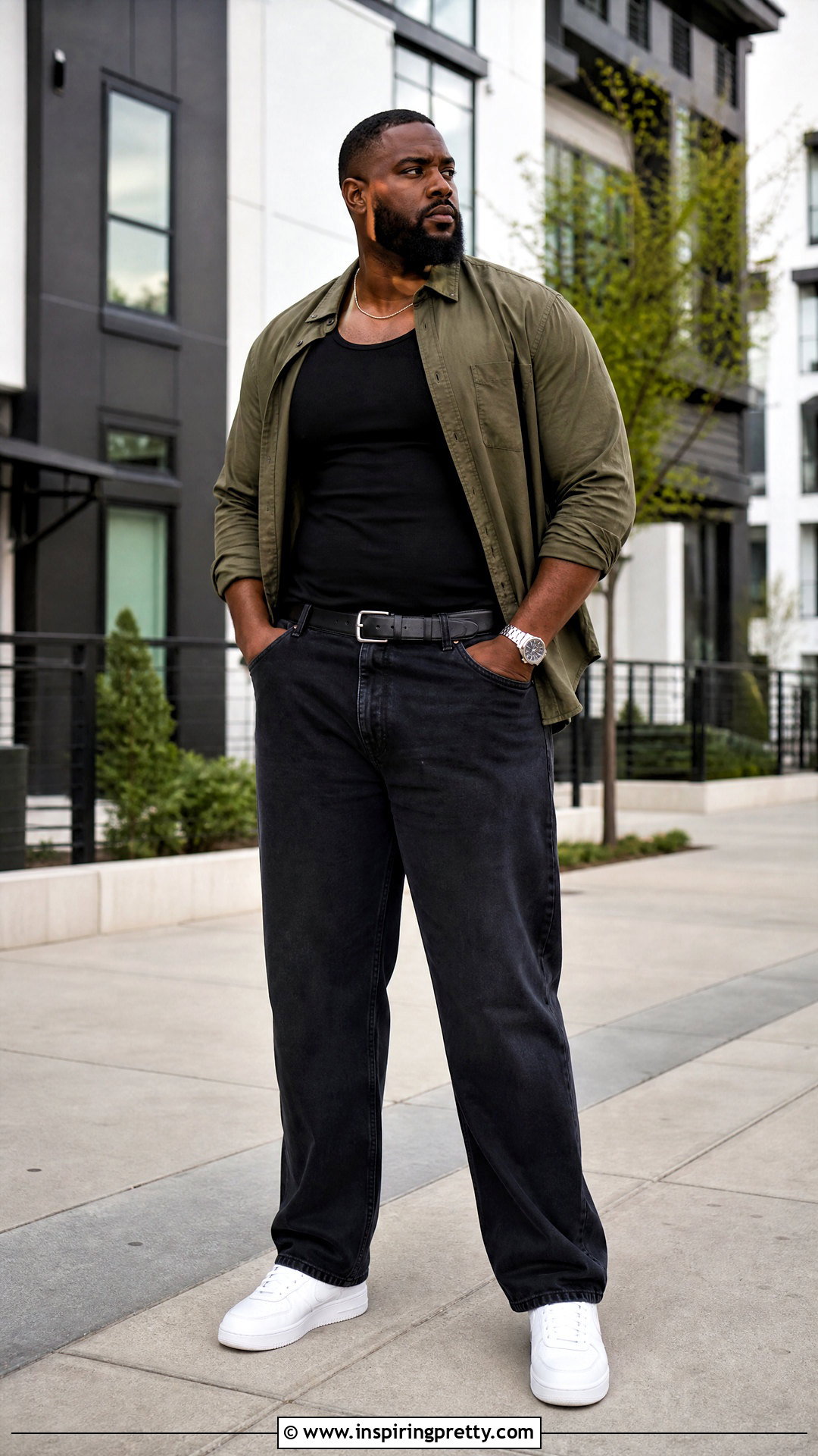 Black Tank Top With Relaxed Jeans For Big And Tall Men - 50 black tank top outfit men