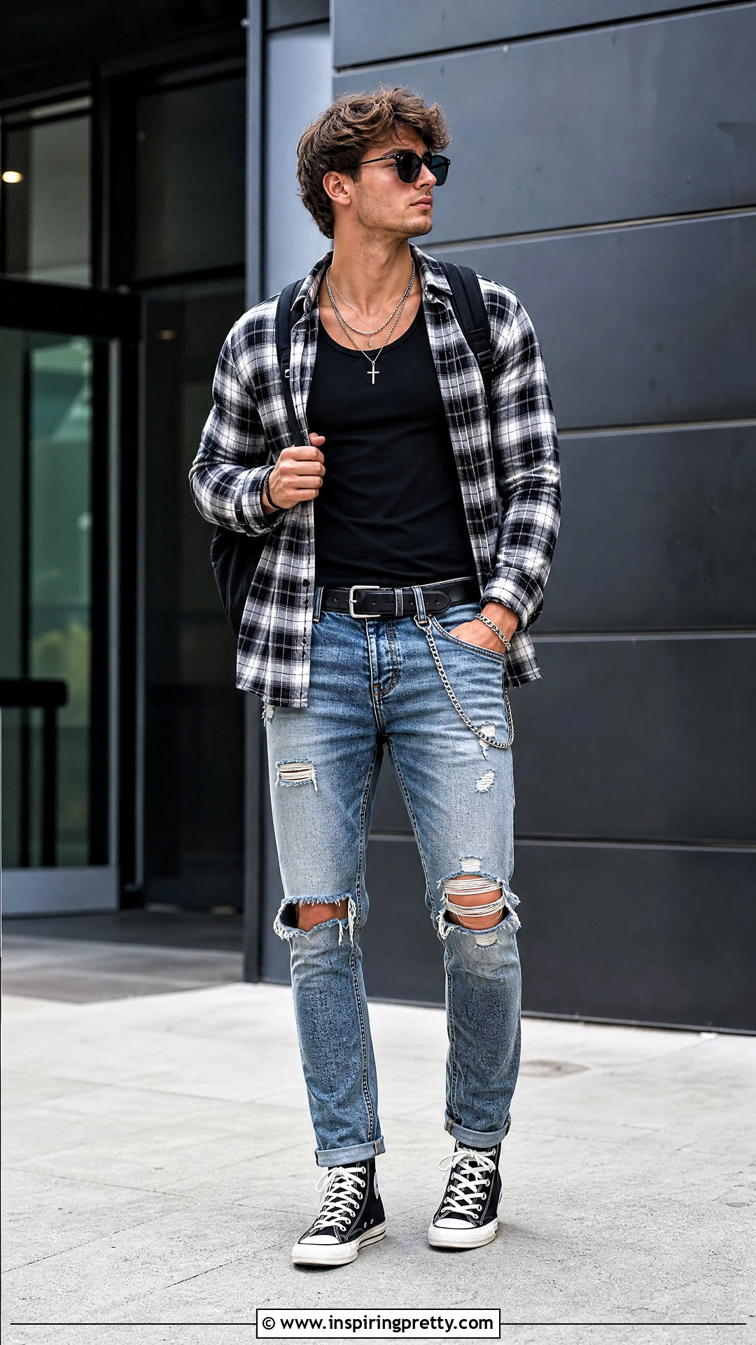 Black Tank Top With Ripped Jeans And High Tops - 25 Black Tank Top And Jeans Men