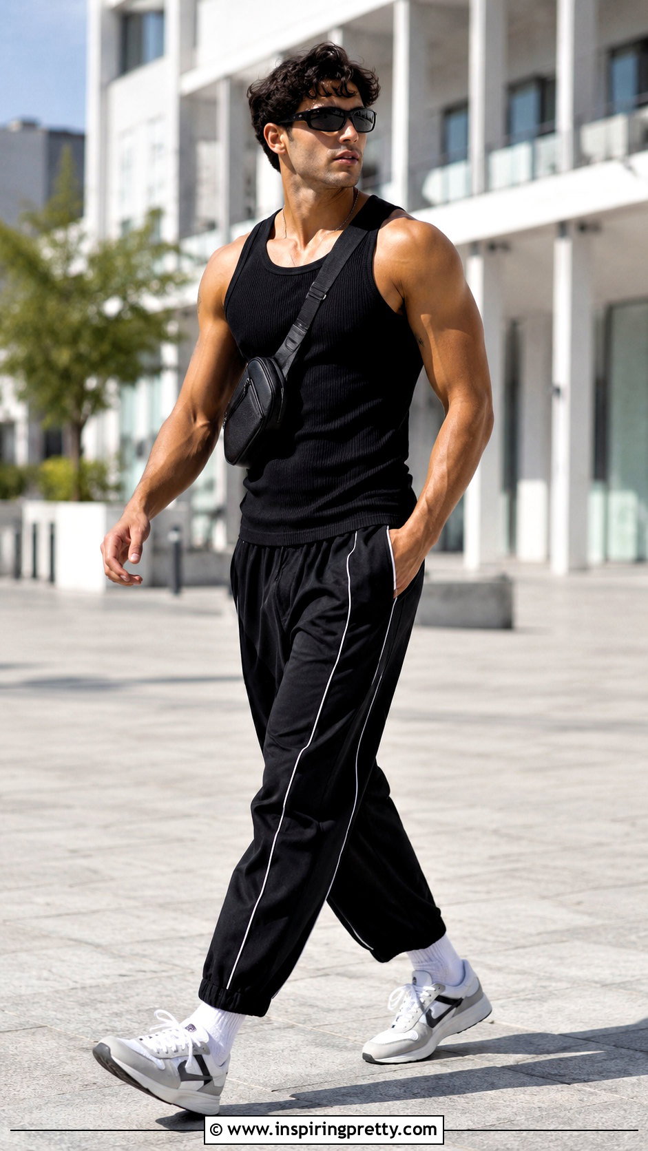 Black Tank Top With Track Pants - 20 men’s black tank tops