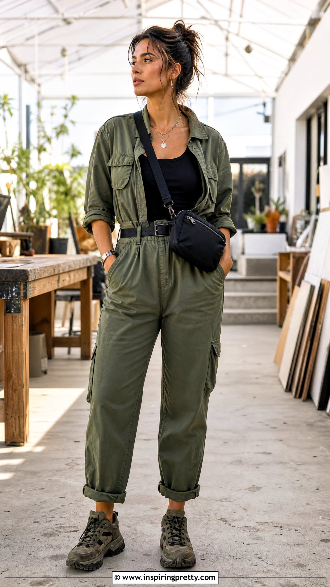 Black Tank Top With Utility Jumpsuit Layer - 50 black tank top outfit aesthetics
