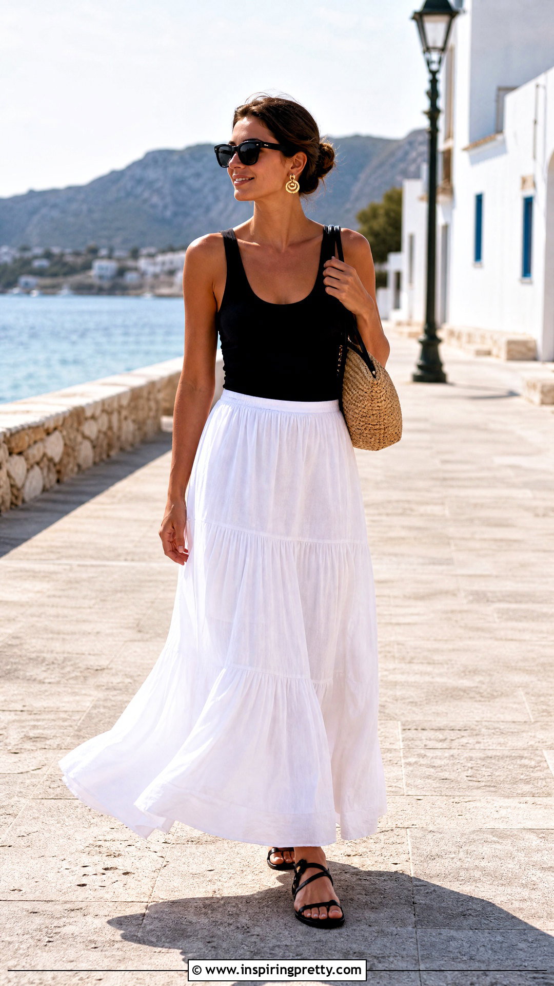Black Tank Top With White Maxi Skirt - 50 black tank top outfit aesthetics