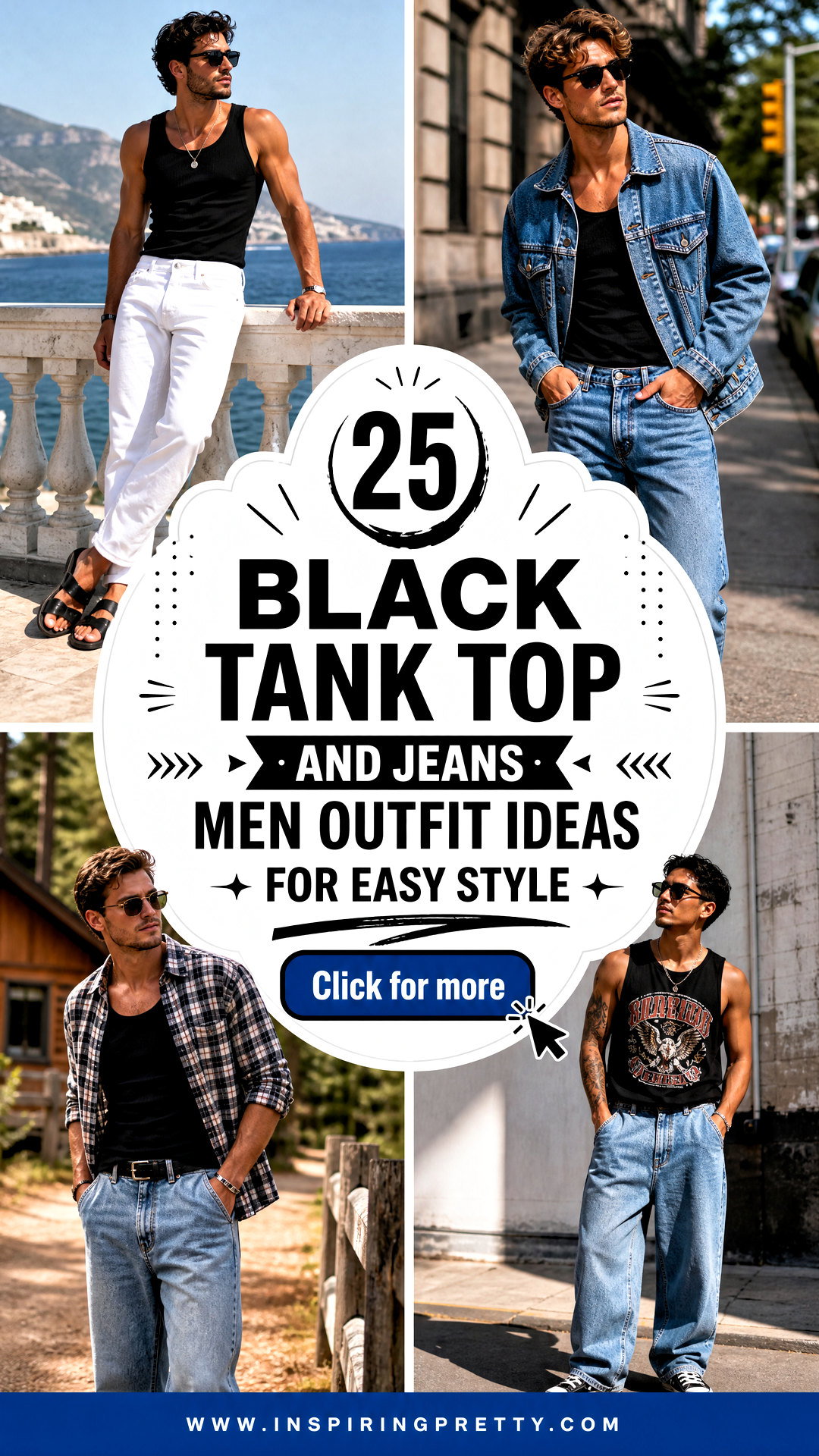 25 Black Tank Top and Jeans Men Outfit Ideas for Easy Style - 25 Black Tank Top and Jeans Men Outfit Ideas for Easy Style