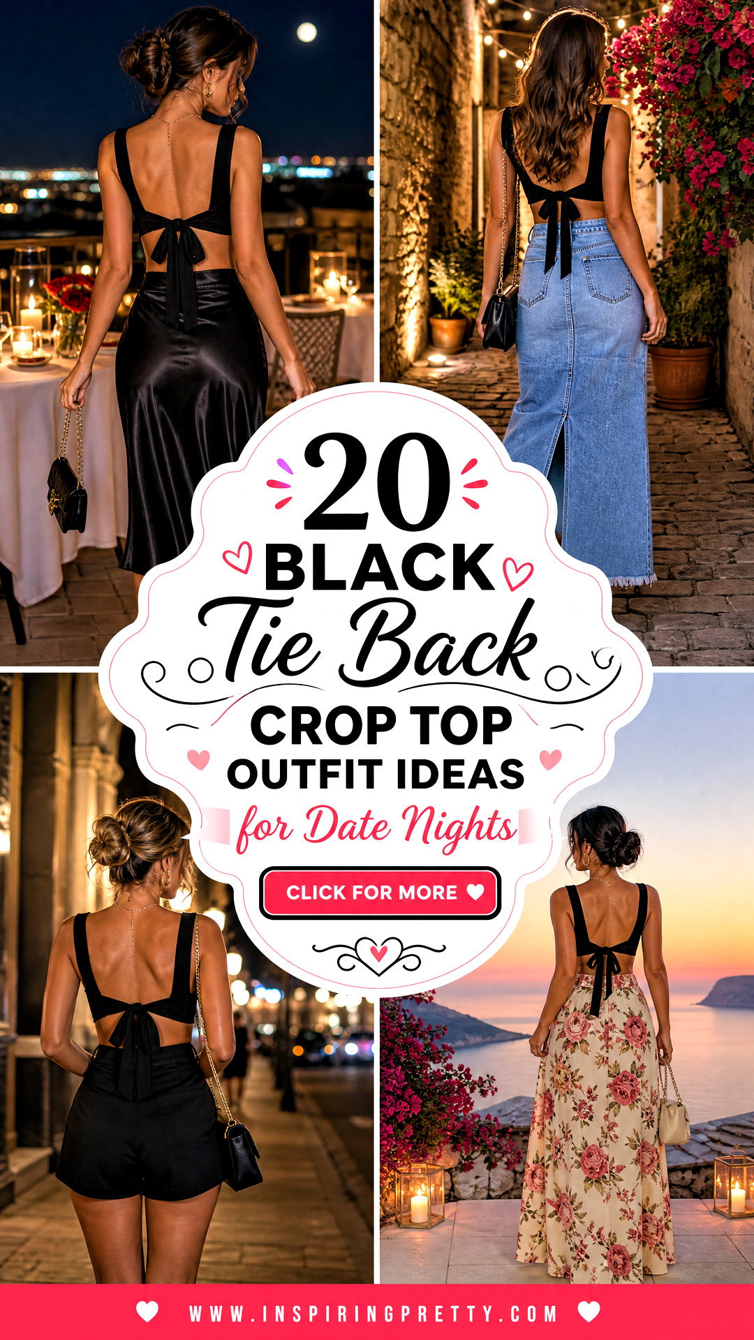 20 Black Tie Back Crop Top Outfit Ideas for Date Nights - 20 Black Tie Back Crop Top Outfit Ideas for Date Nights