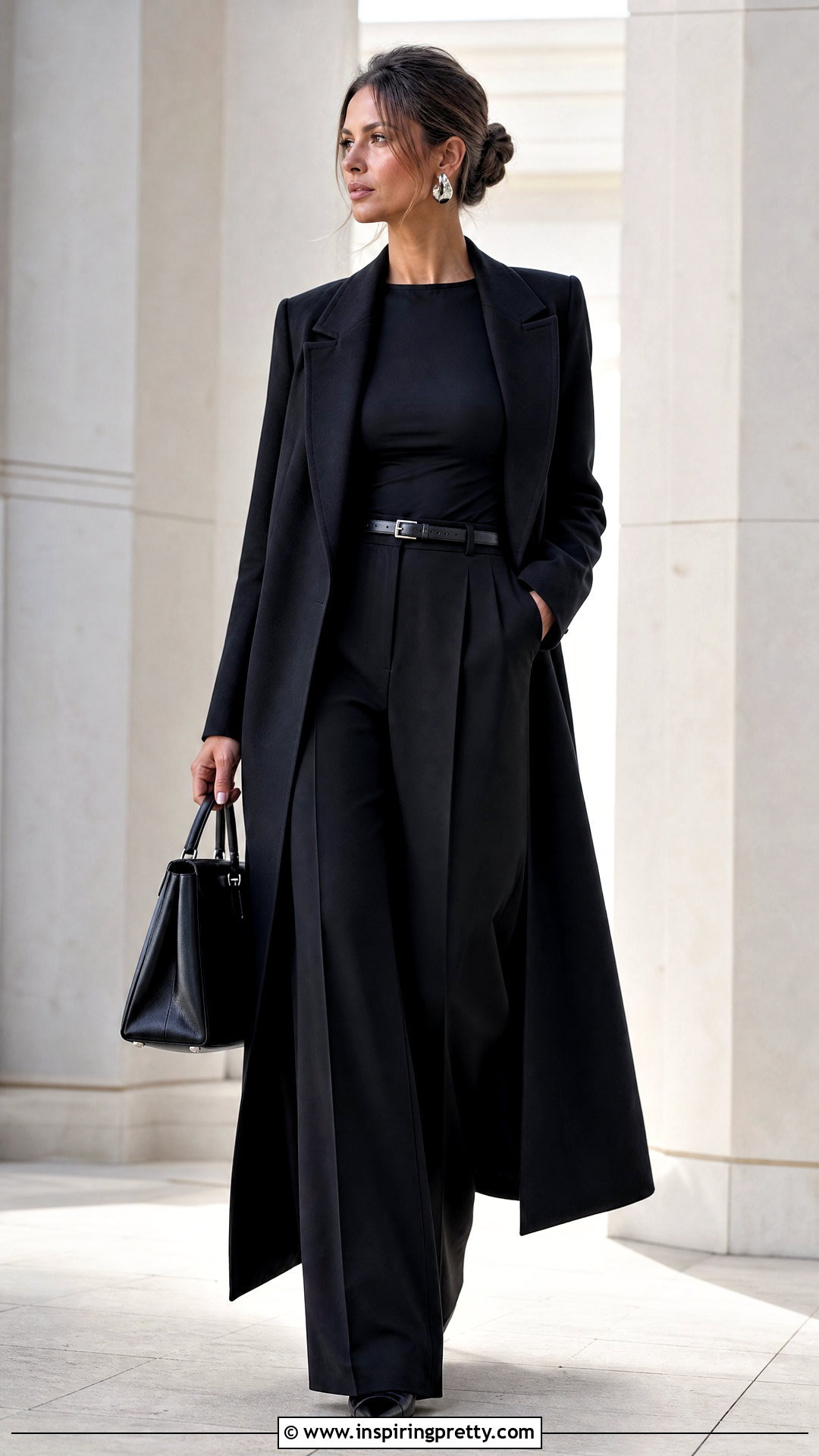 Black Tight Top With Black Wide Leg Pants - 50 tight top outfit ideas