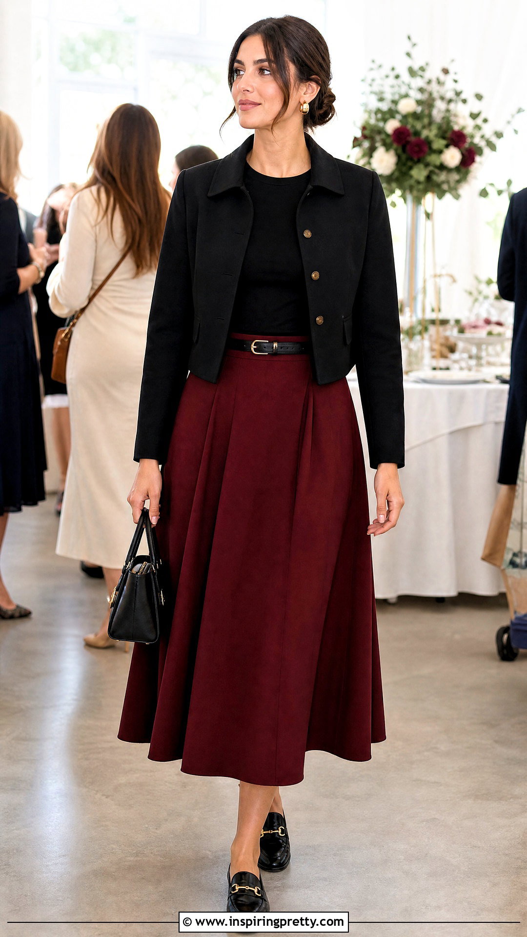 Black Top With A Line Skirt - 50 basic black top outfit ideas