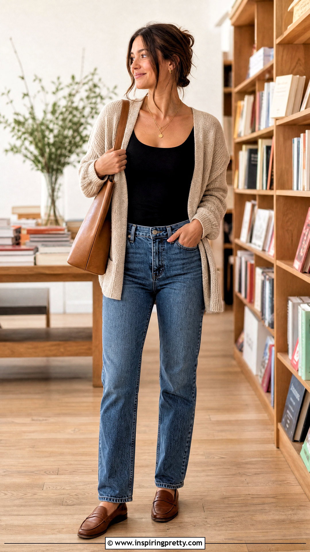 Black Top With Cardigan And Jeans - 50 black top outfits