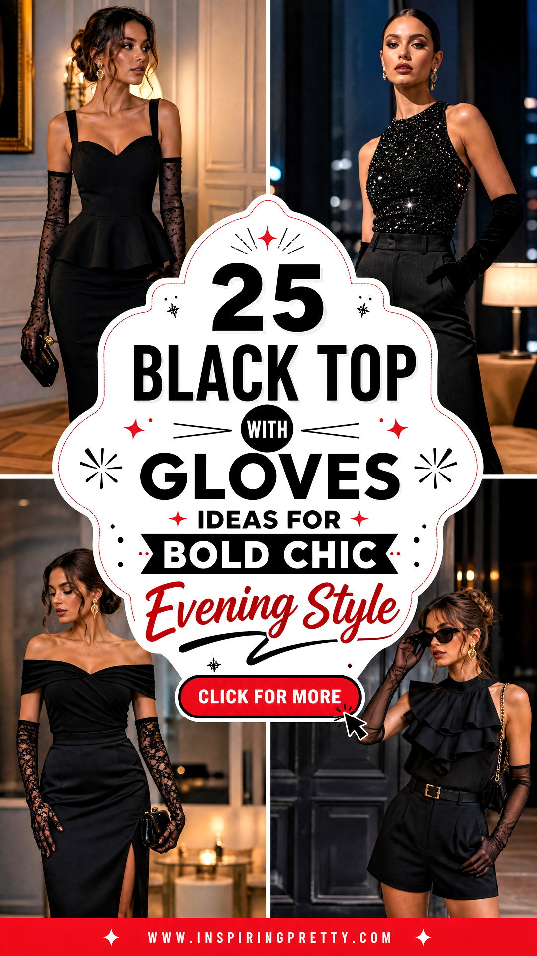 25 Black Top With Gloves Ideas for Bold Chic Evening Style - 25 Black Top With Gloves Ideas for Bold Chic Evening Style