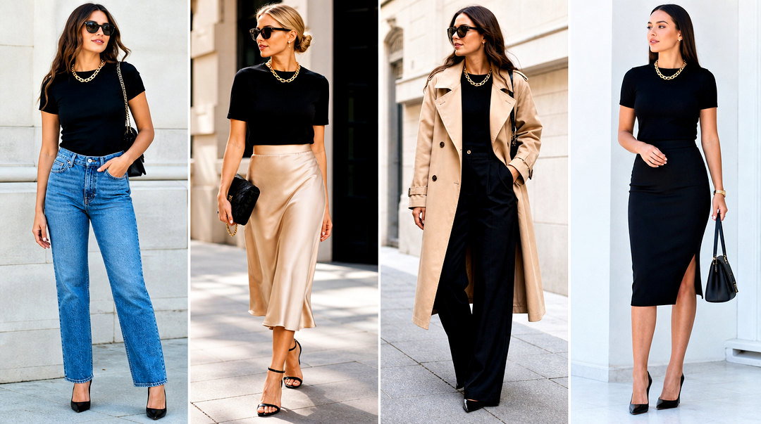 25 Black Top With Gold Chain Outfit Ideas for Luxe Style