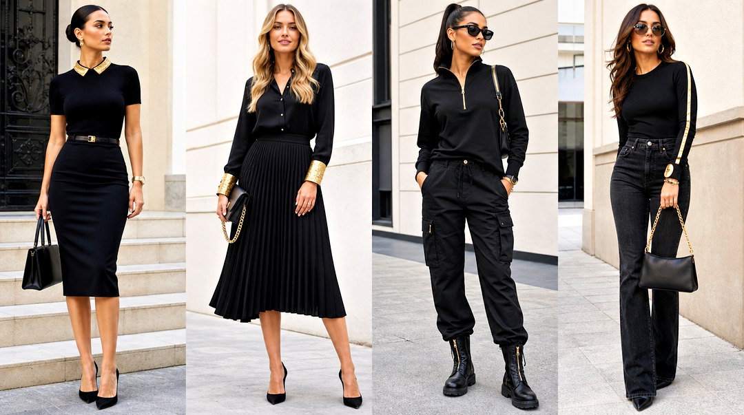 25 Black Top With Gold Detail Outfit Ideas for Luxe Style