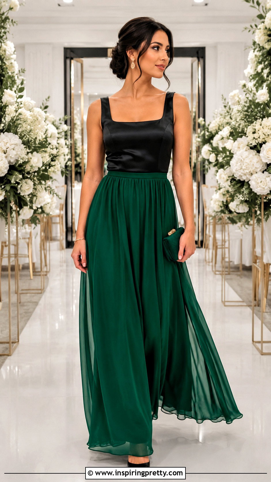 Black Top With Jewel Tone Bridesmaid Skirt - 20 bridesmaids skirts and tops outfit ideas