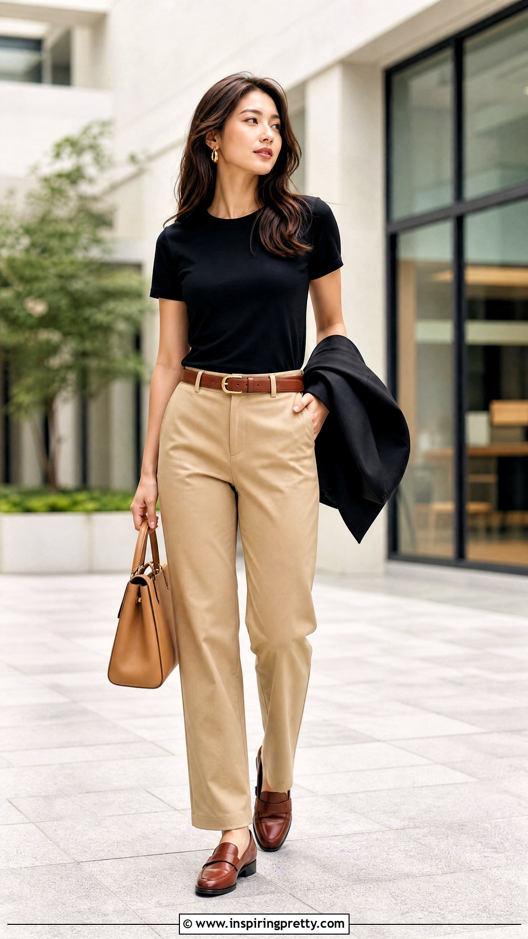 Black Top With Khaki Pants - 50 basic black top outfit ideas