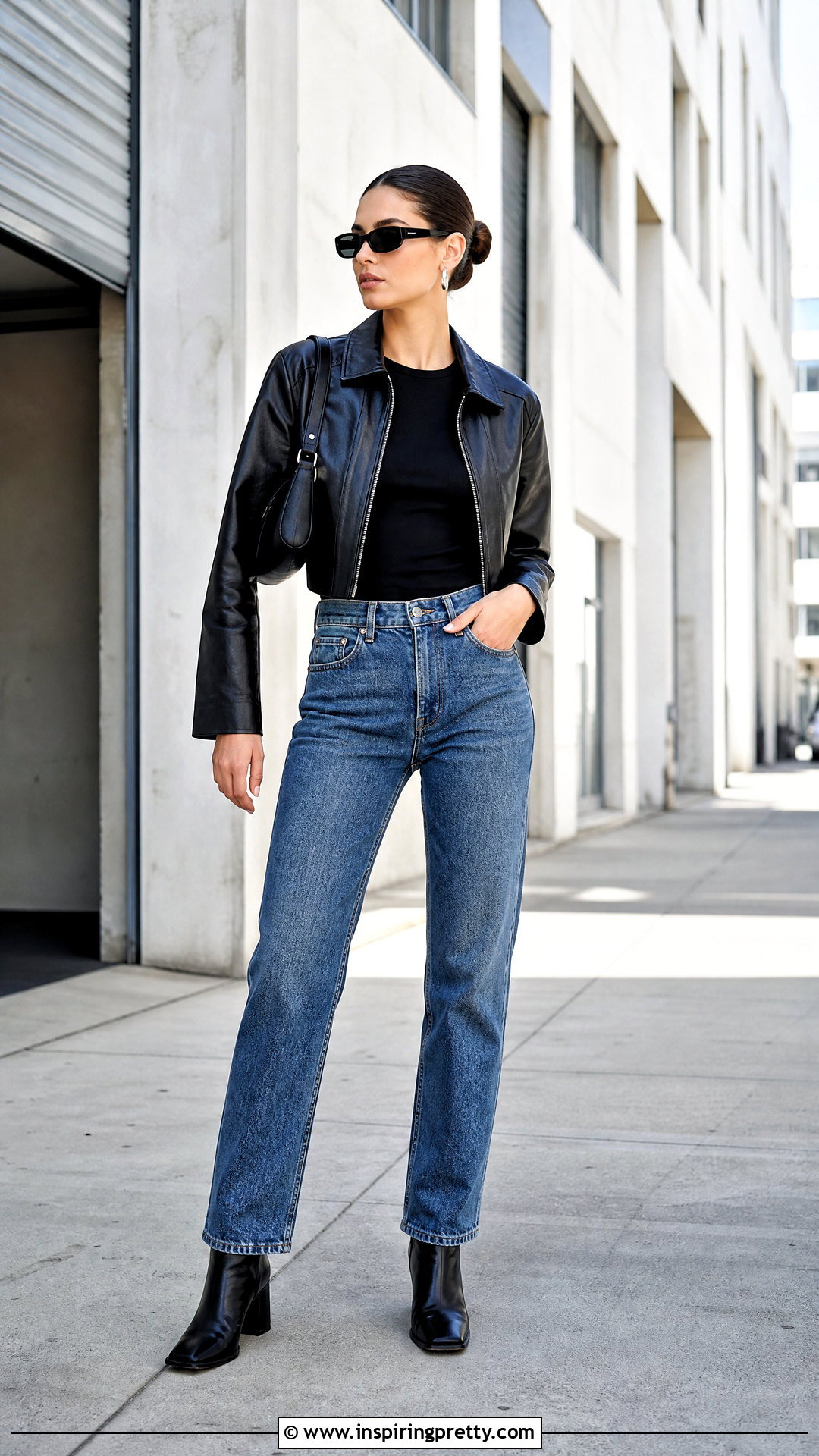 Black Top With Leather Jacket - 50 black top outfits