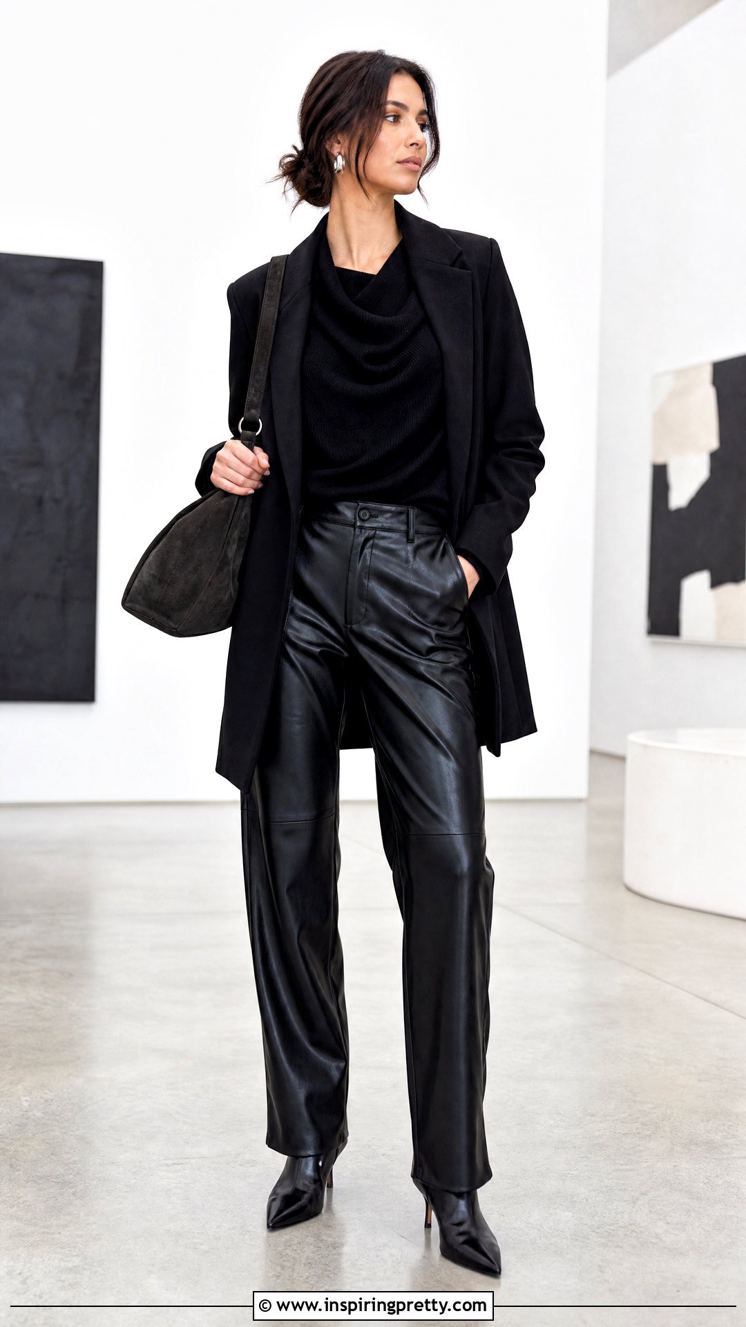 Black Top With Leather Pants - 50 black top outfits