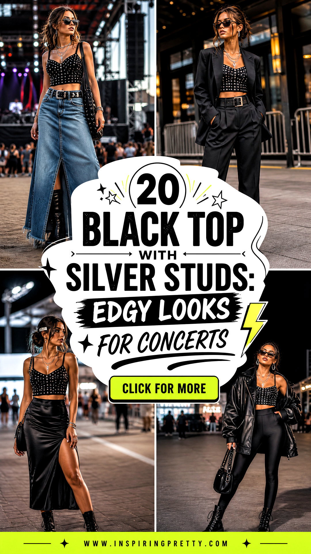20 Black Top With Silver Studs Edgy Looks for Concerts - 20 Black Top With Silver Studs: Edgy Looks for Concerts