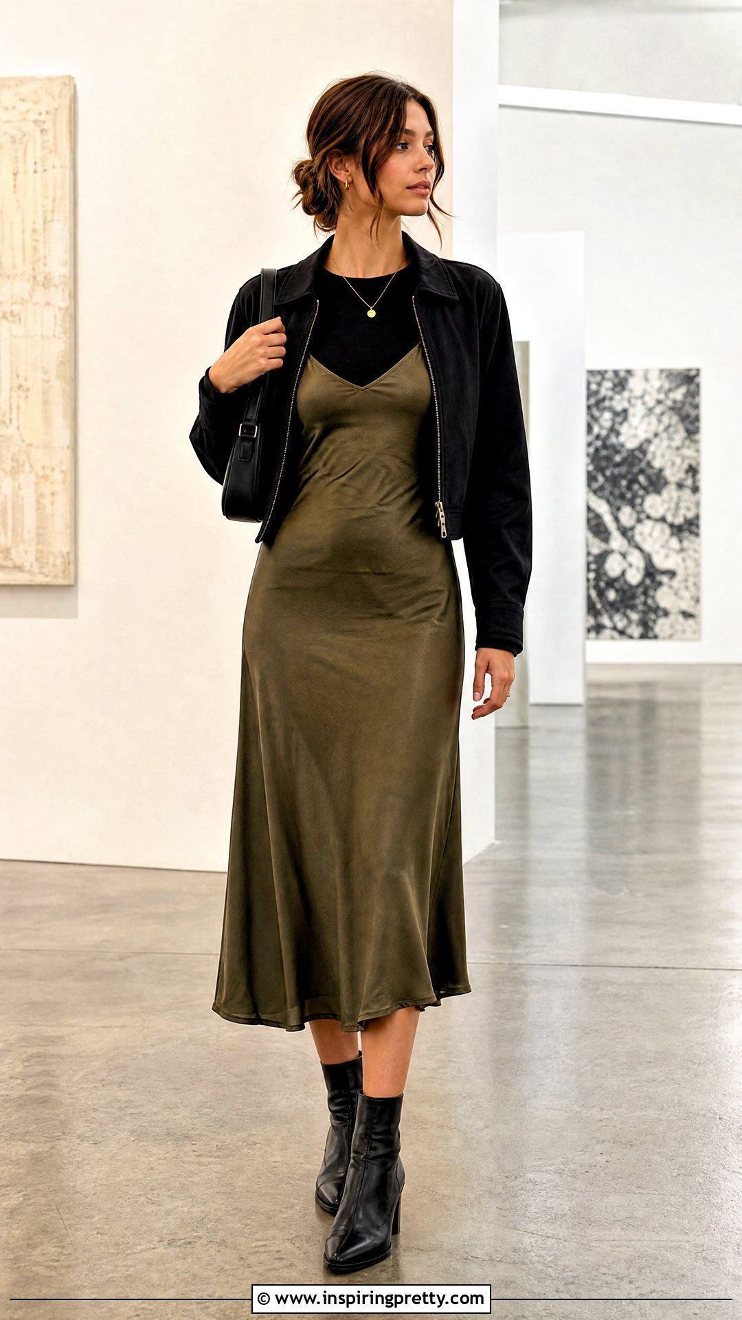 Black Top With Slip Dress - 50 basic black top outfit ideas