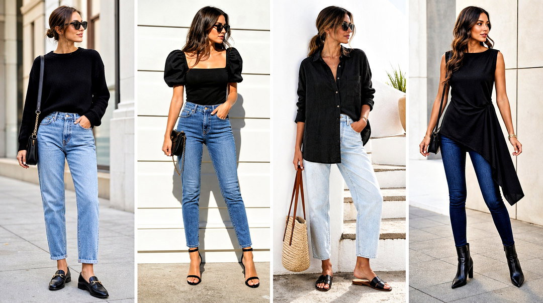 50 Black Top and Blue Jeans Outfit Ideas for Timeless Style