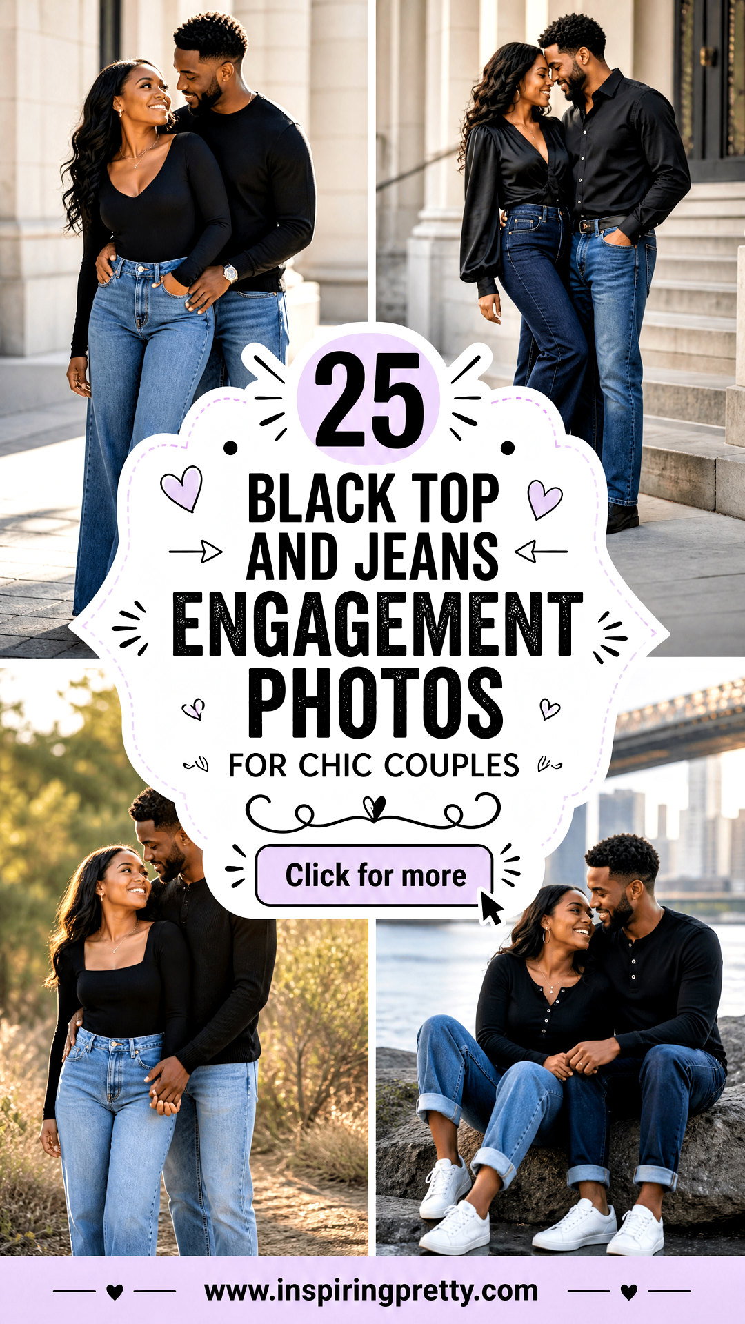 25 Black Top and Jeans Engagement Photos for Chic Couples - 25 Black Top and Jeans Engagement Photos for Chic Couples