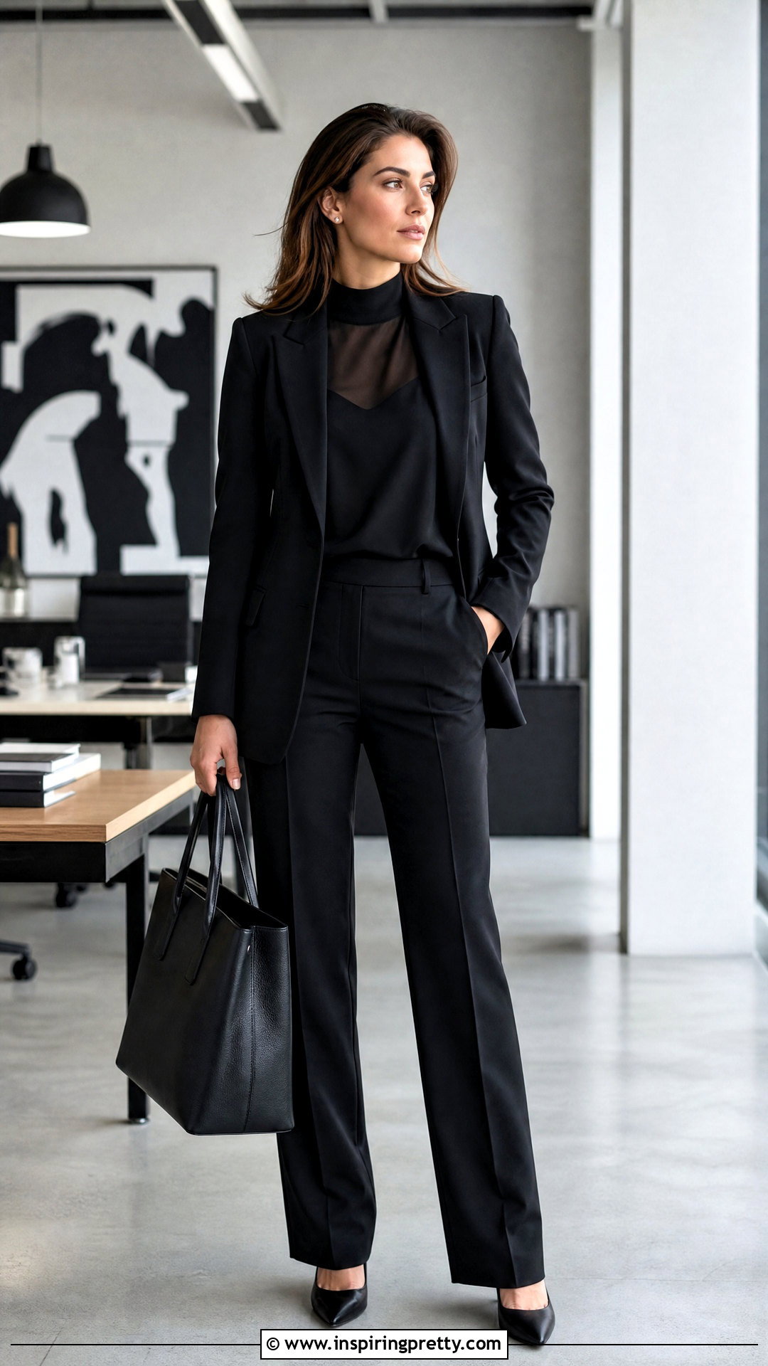 Black Transparent Top With A Black Office Suit - 50 black transparent top outfit ideas