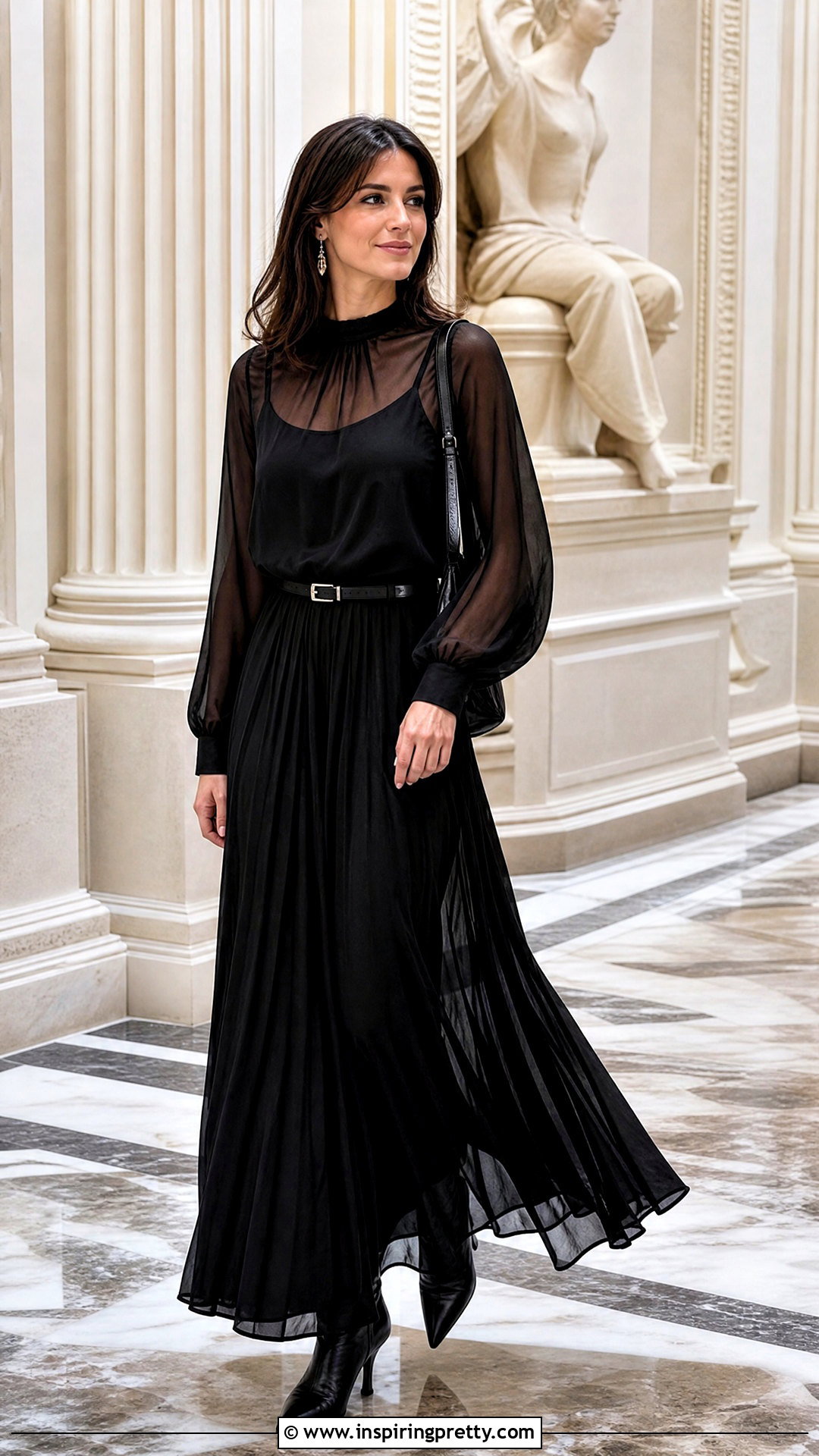 Black Transparent Top With Camisole And Maxi Skirt - 50 black transparent top outfit ideas