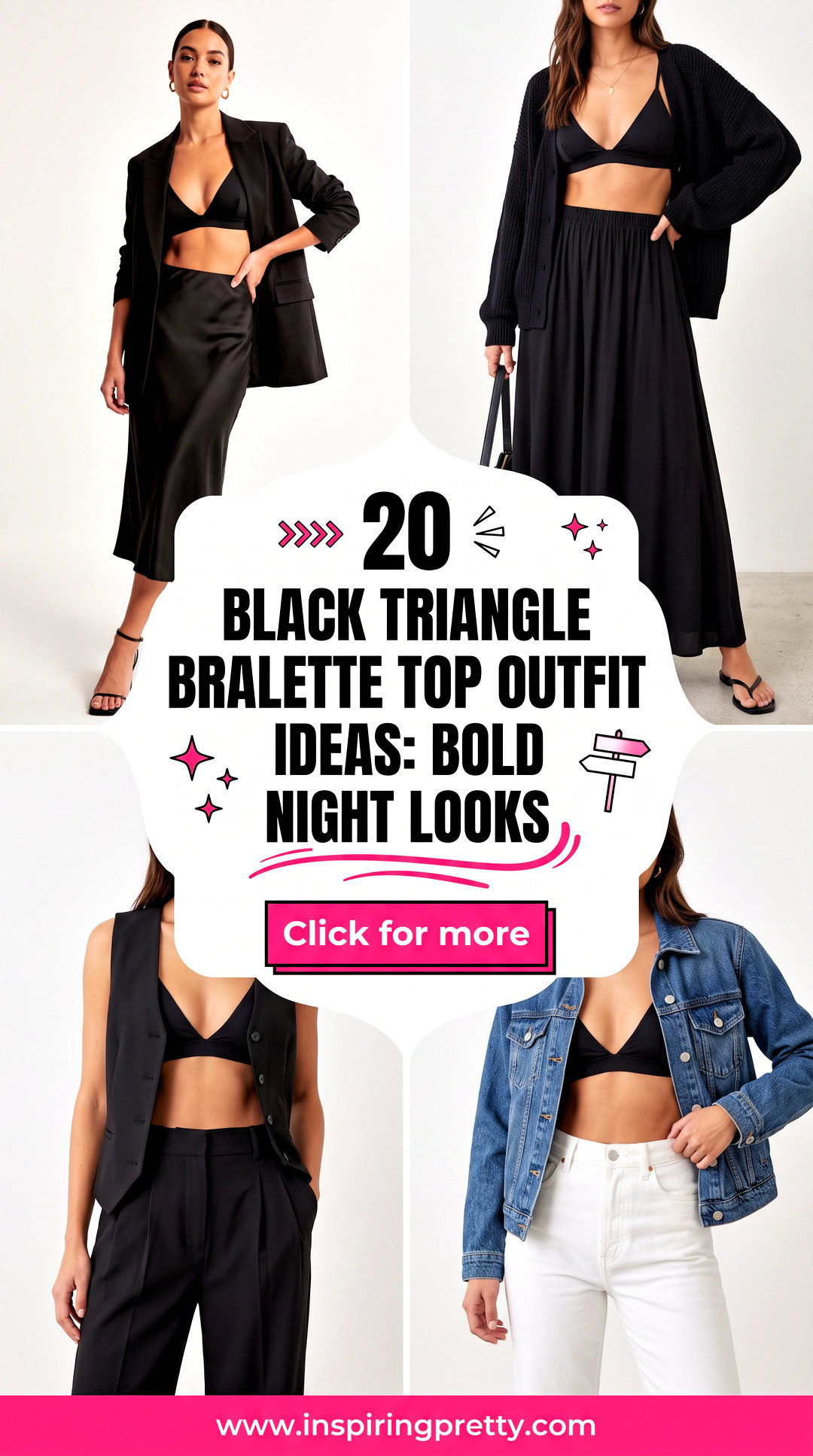 20 Black Triangle Bralette Top Outfit Ideas Bold Night Looks - 20 Black Triangle Bralette Top Outfit Ideas: Bold Night Looks