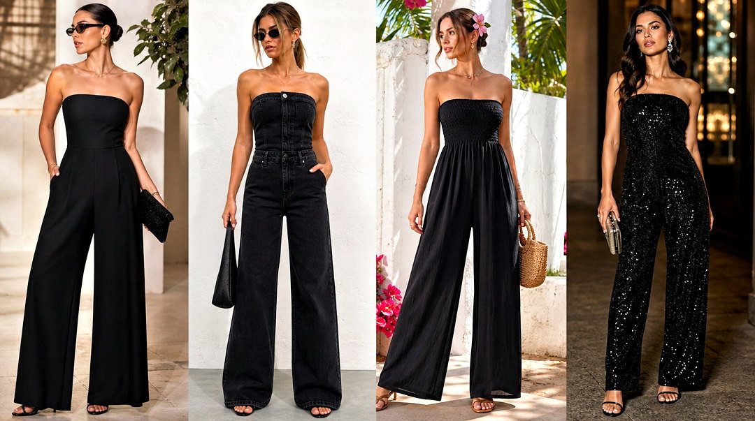 25 Black Tube Top Jumpsuits for Sleek Day-to-Night Style