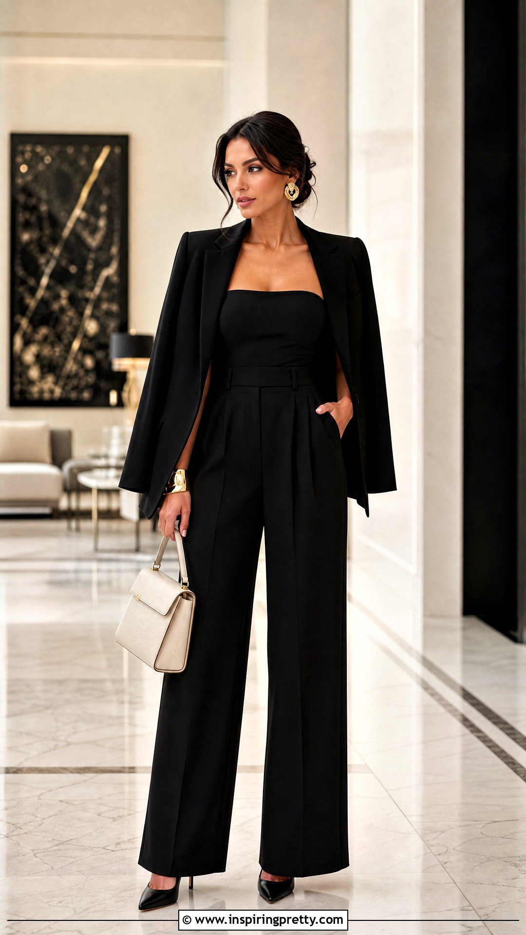 Black Tube Top With Black Trousers - 50 black tube top outfit ideas