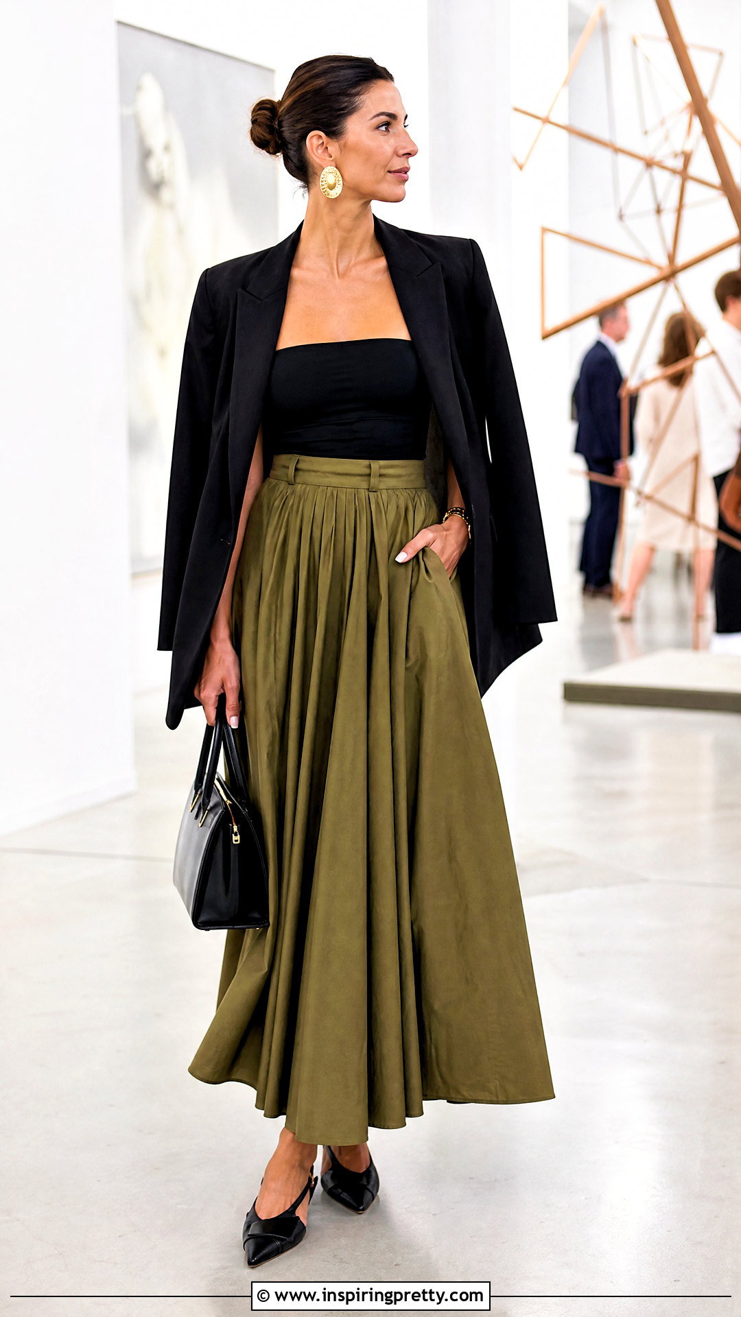 Black Tube Top With Blazer And Maxi Skirt - 50 black tube top outfit ideas