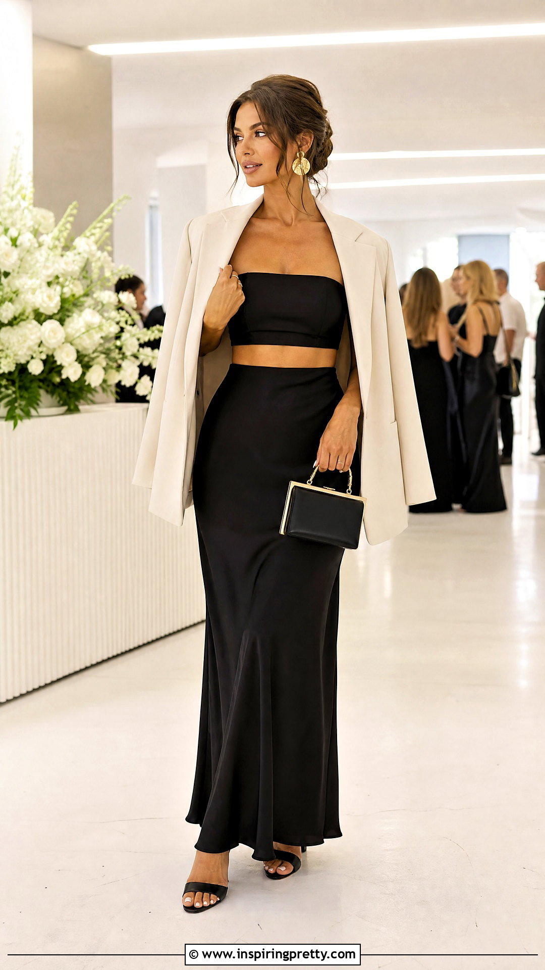 Black Tube Top With Matching Black Maxi Skirt - 50 black tube top outfit ideas