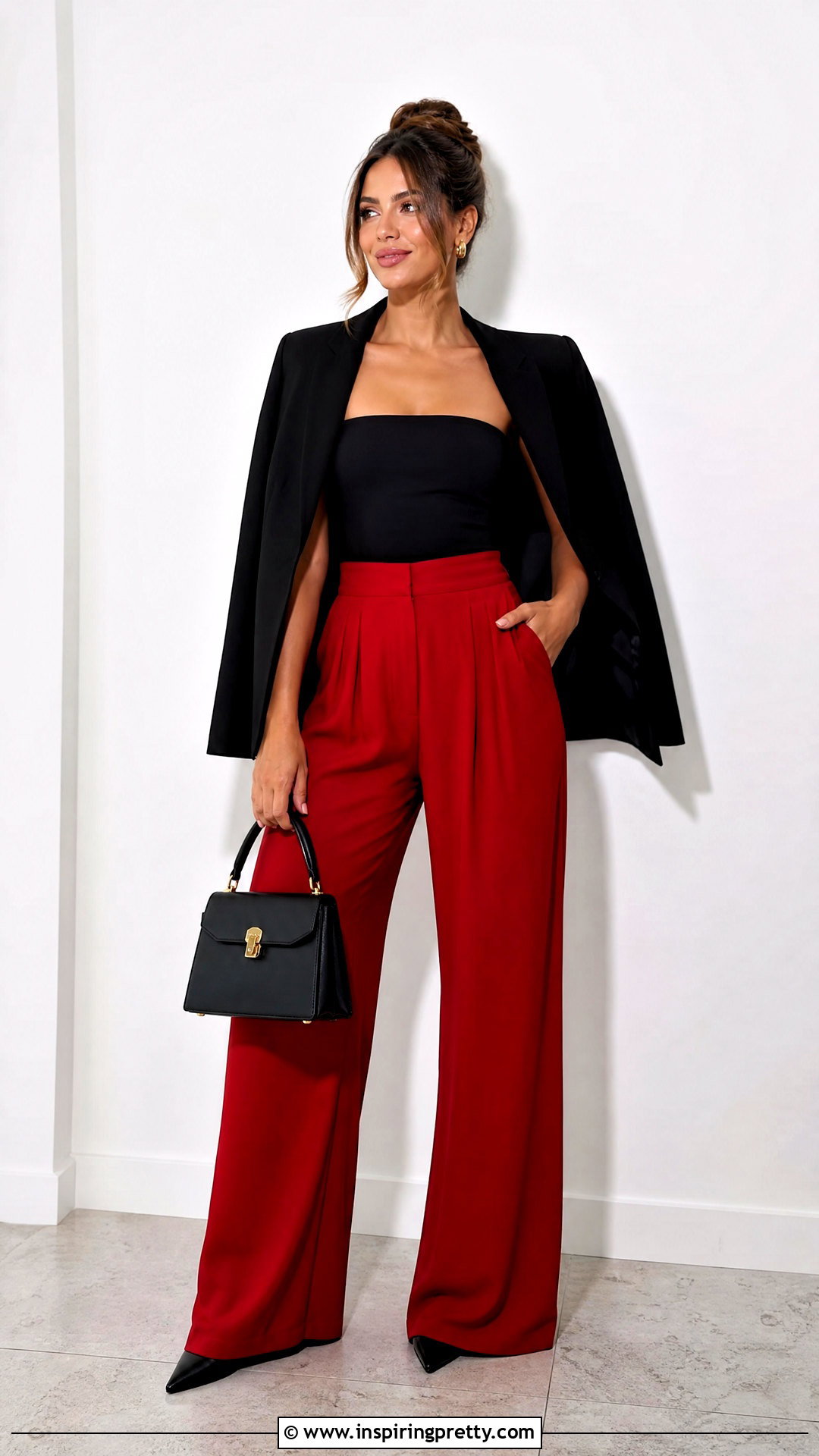 Black Tube Top With Red Trousers - 50 black tube top outfit ideas