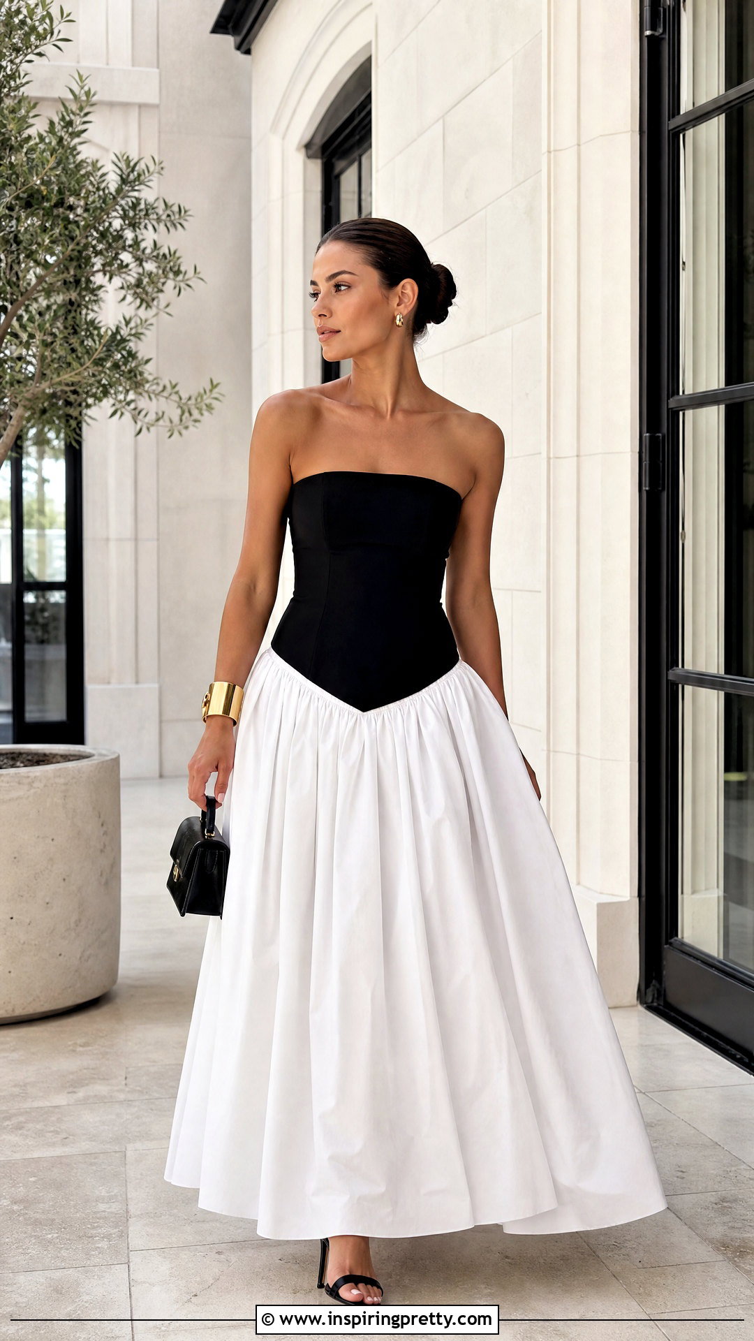 Black Tube Top With White Maxi Skirt - 25 posh tube top outfit ideas
