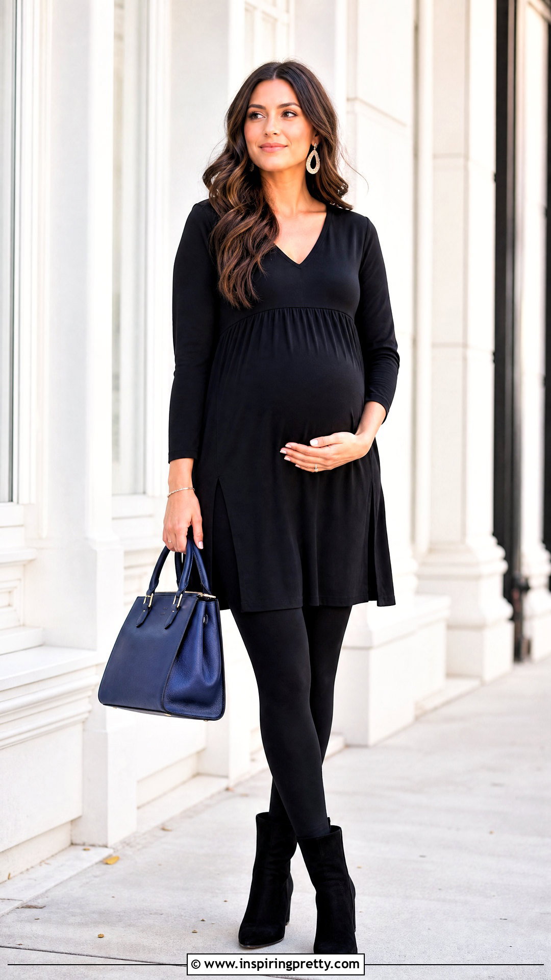Black Tunic And Black Leggings Pregnancy Outfit - 25 tops to hide pregnancy outfit ideas