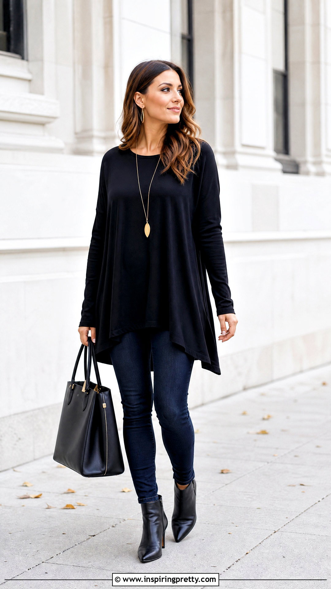 Black Tunic Top And Skinny Jeans Outfit - 50 black top and jeans outfit ideas