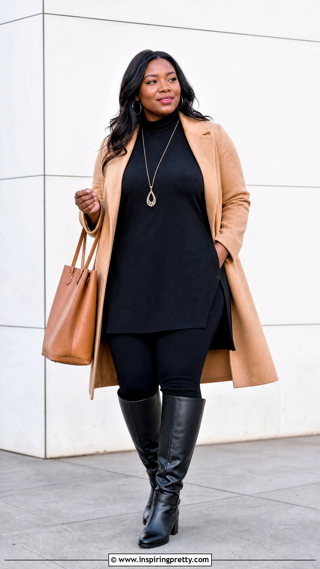 Black Tunic Top With Leggings And Boots - 25 Black Tops Black Women