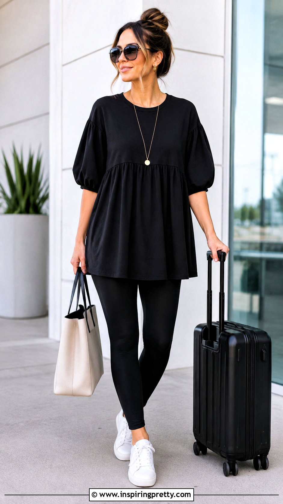 Black Tunic Top With Leggings - 50 shein tops codes