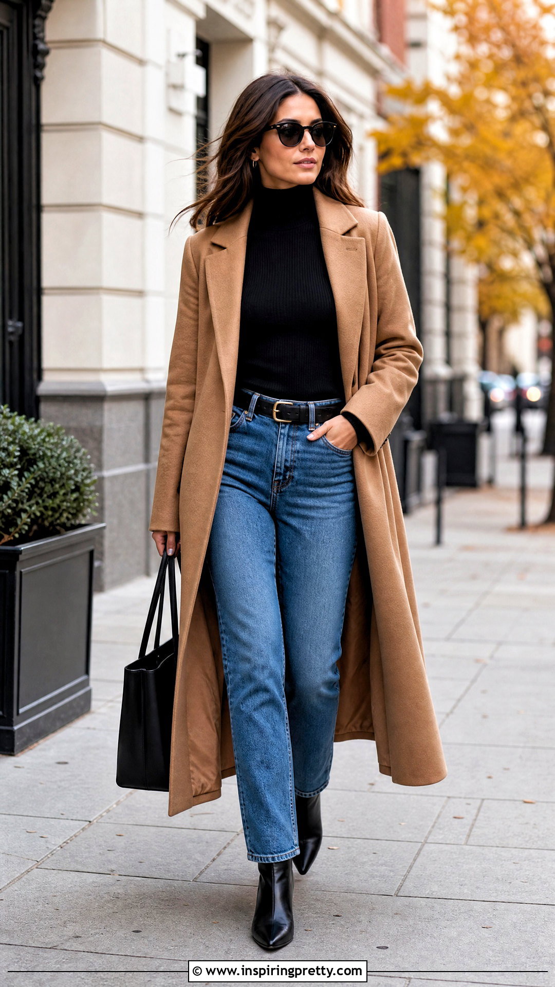 Black Turtleneck And Blue Jeans Outfit - 20 Minimalist Fashion Tops outfit ideas