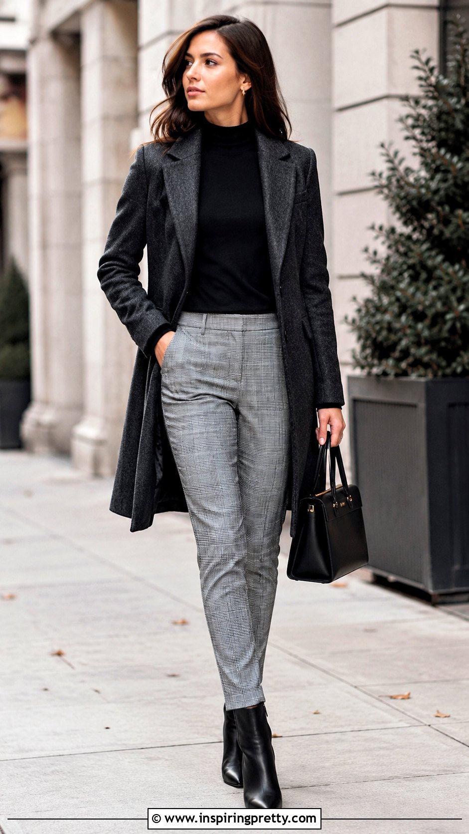Black Turtleneck And Plaid Trousers Outfit - 50 top ideas