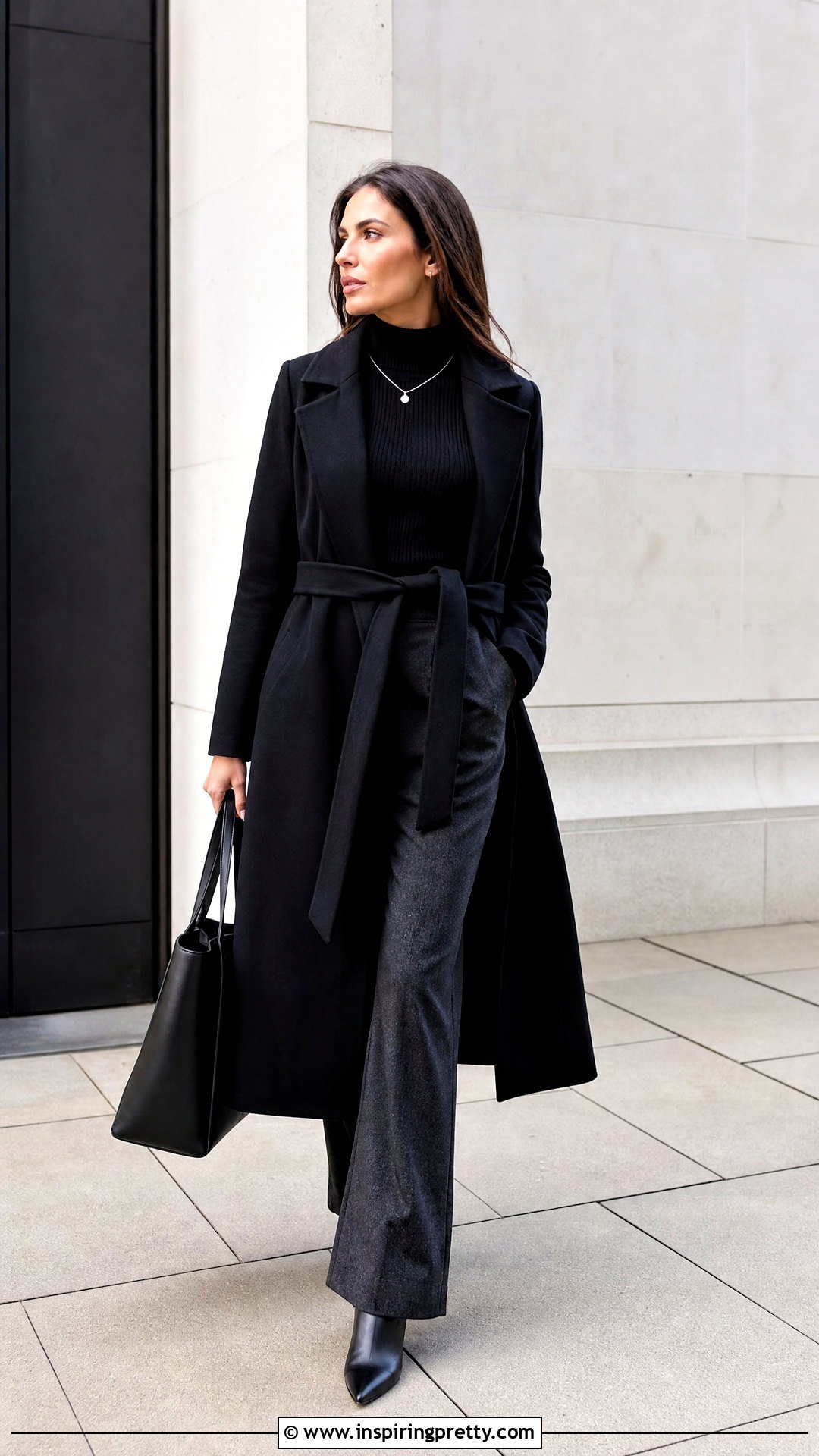 Black Turtleneck And Wide Leg Pants Outfit - 50 winter tops outfit ideas