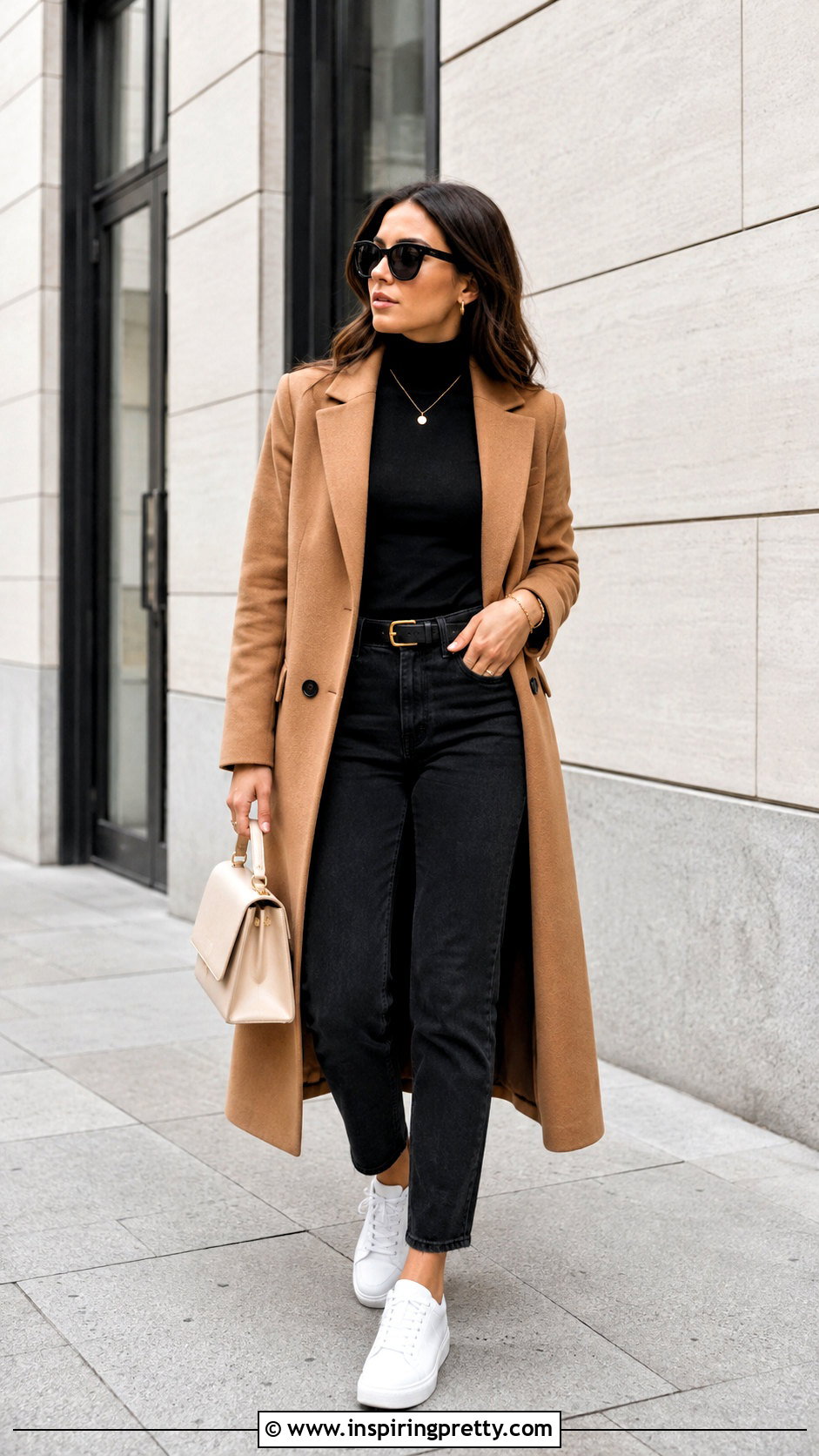 Black Turtleneck With Black Jeans And White Sneakers - 25 Black Top With Jeans And Sneakers