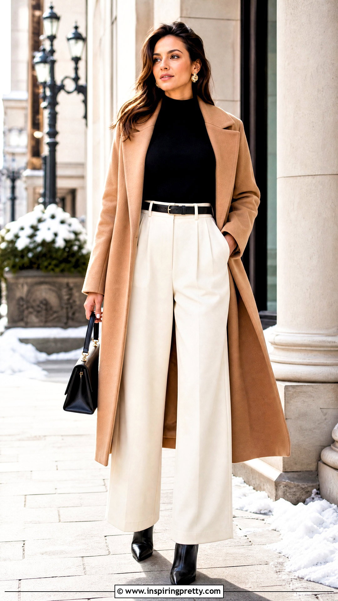 Black Turtleneck With Cream Pants And Ankle Boots - what top to wear with cream pants (25 ways)