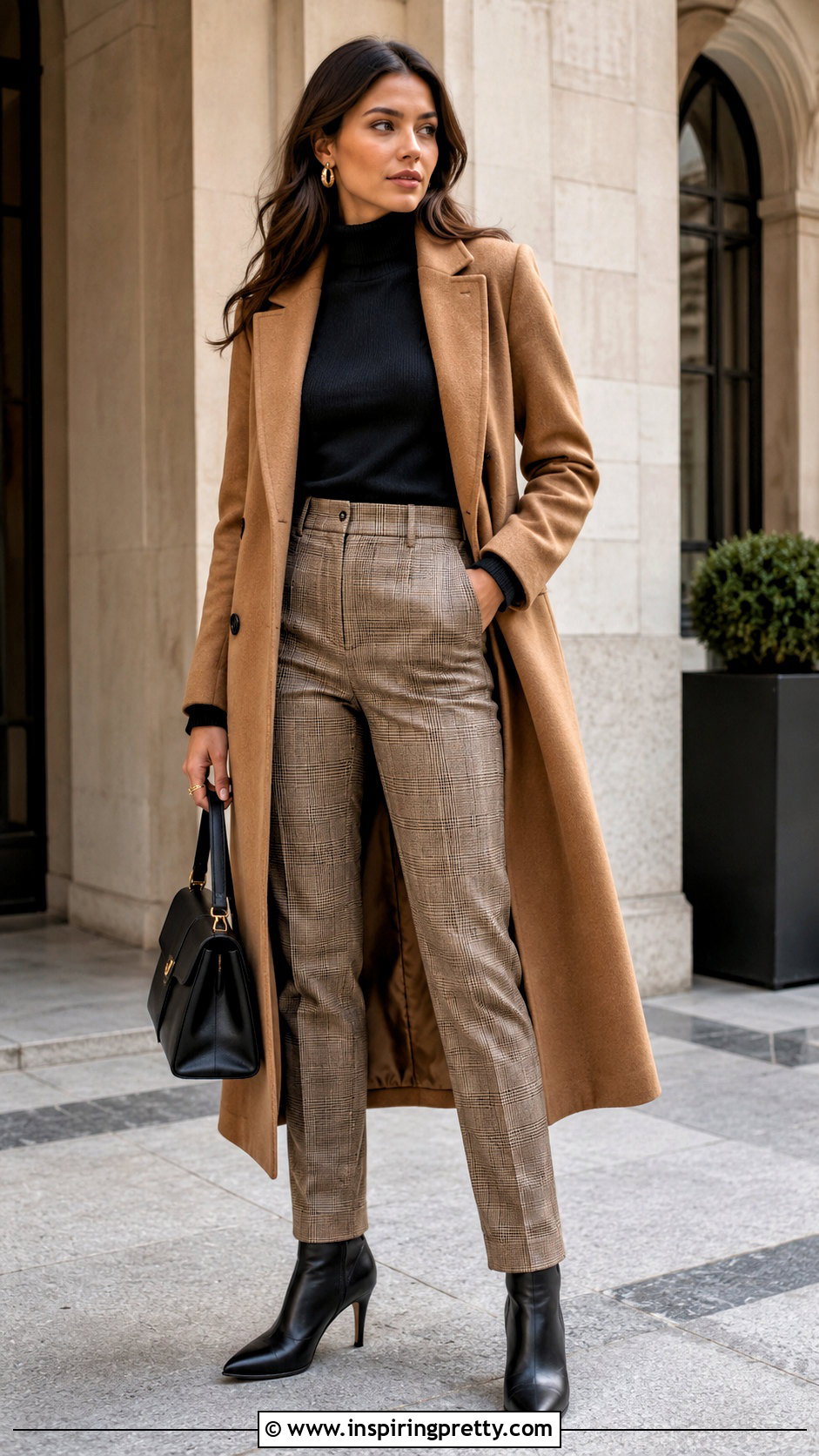 Black Turtleneck With Plaid Pants - 25 tops to wear with plaid pants