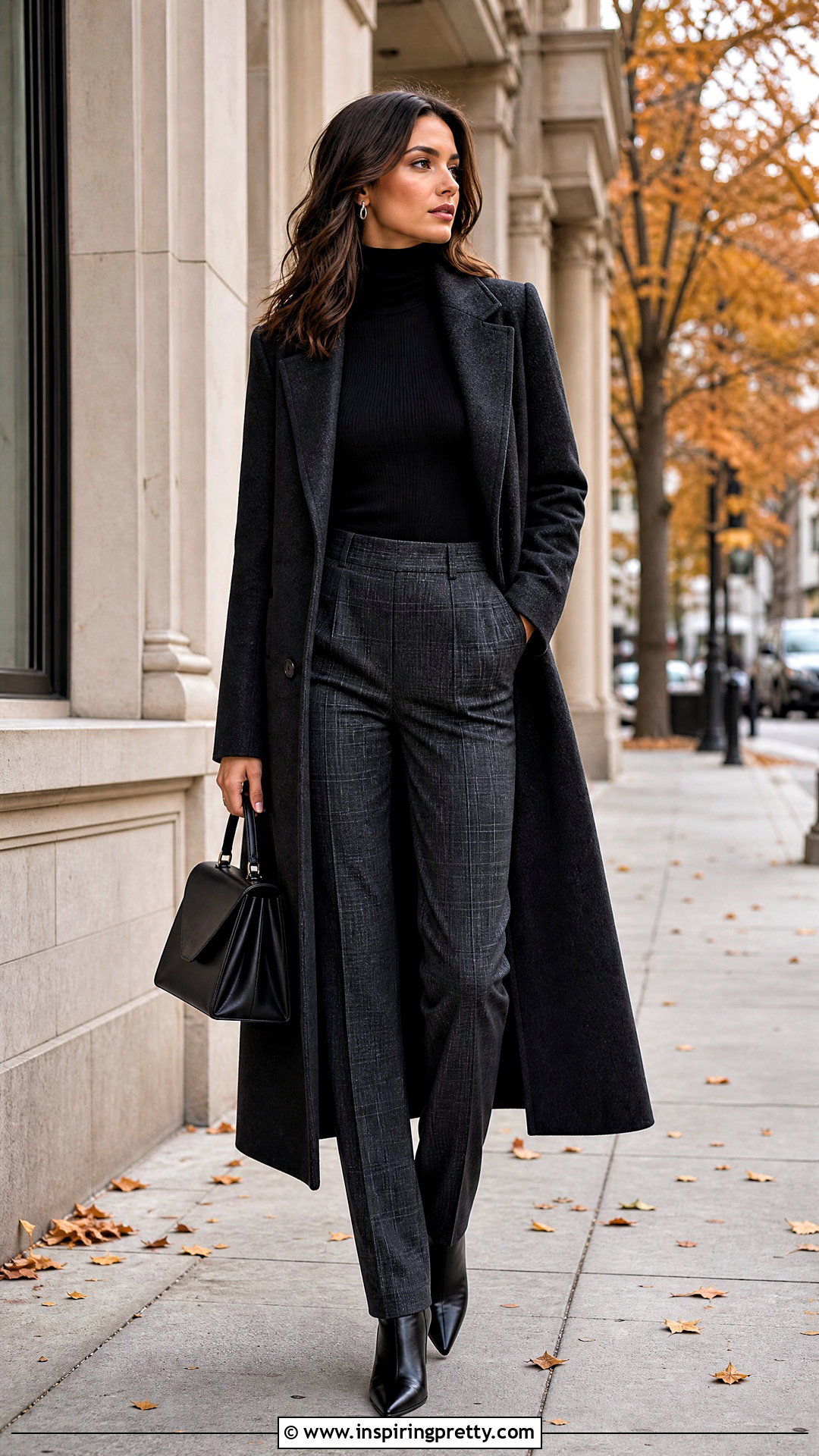 Black Turtleneck With Plaid Pants And Ankle Boots - What Top To Wear With Plaid Pants (20 Ways)