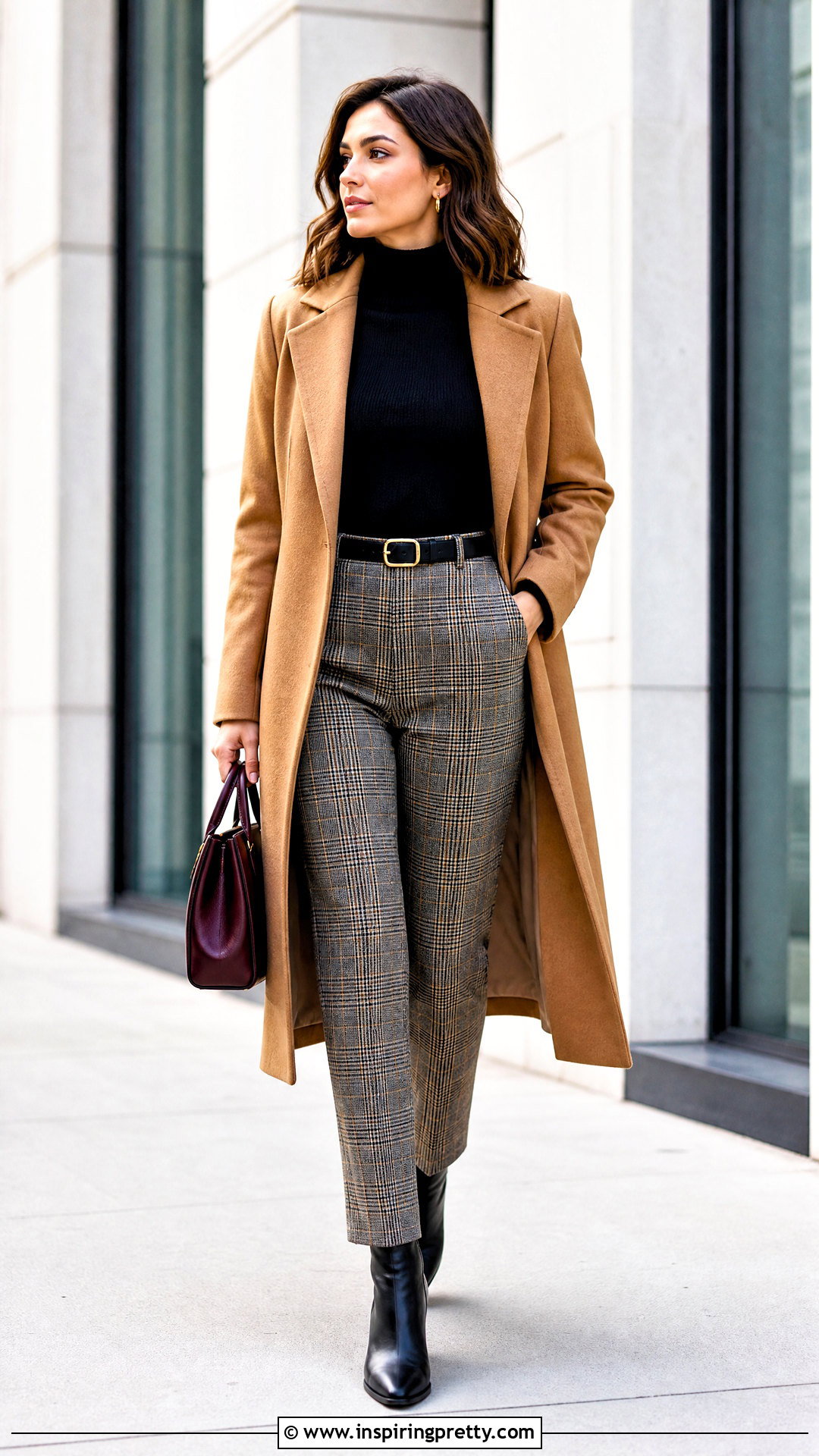 Black Turtleneck With Plaid Trousers - How To Style Neutral Tops (20 Ways)