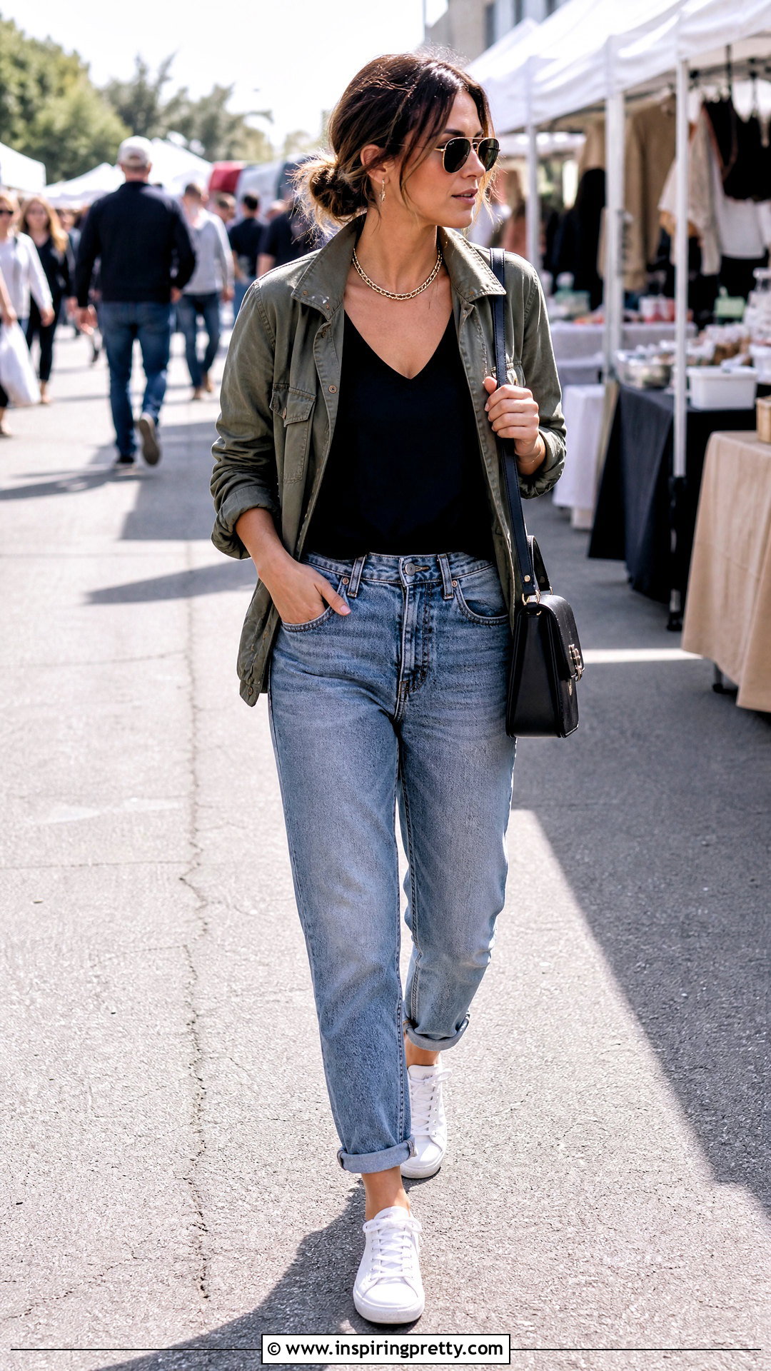Black V Neck Top With Boyfriend Jeans - 50 black v neck top outfit ideas